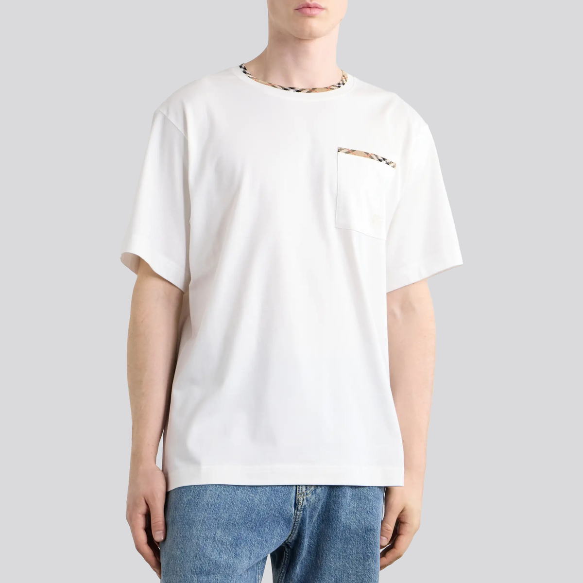 Camiseta Blanca Burberry Check Trim