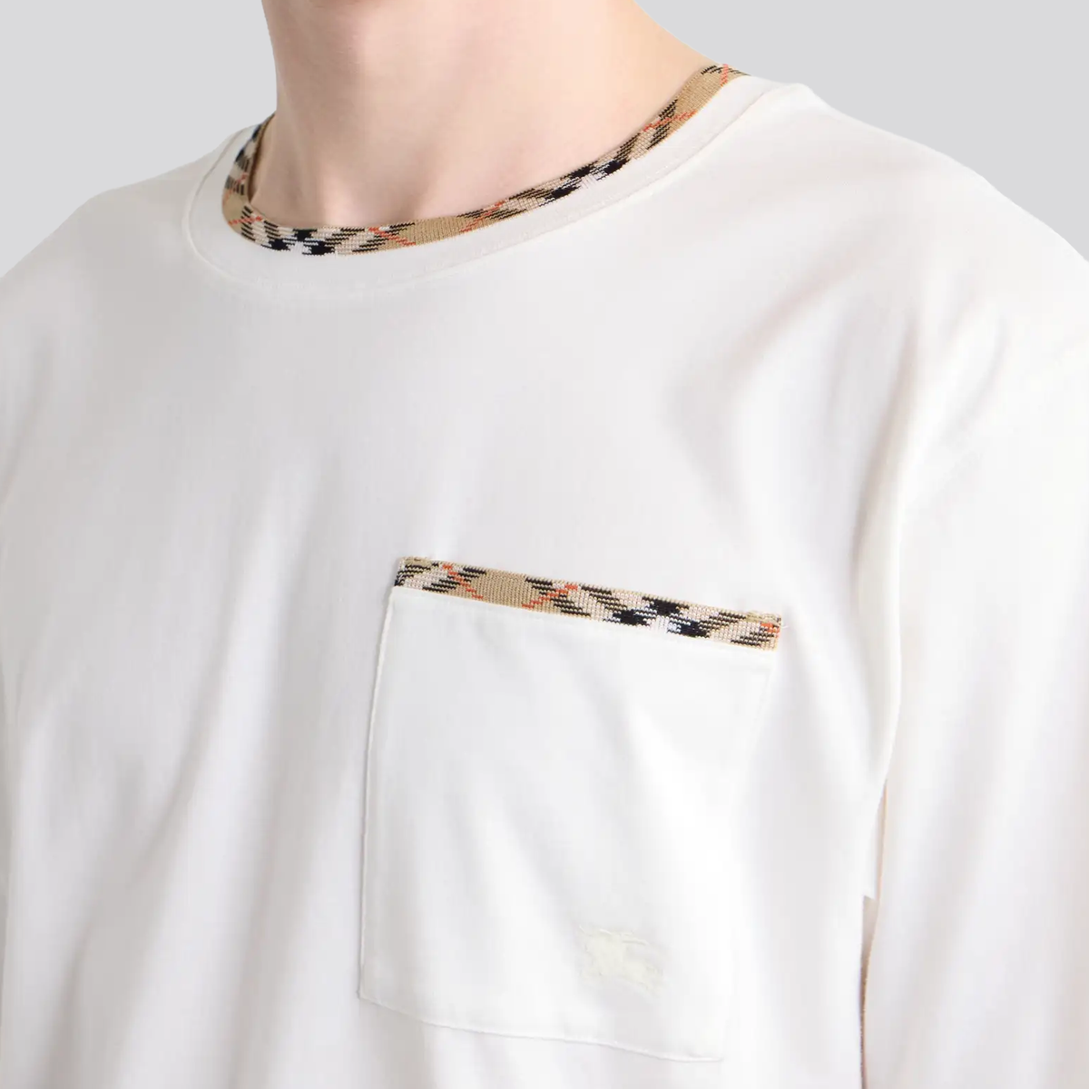 Camiseta Blanca Burberry Check Trim