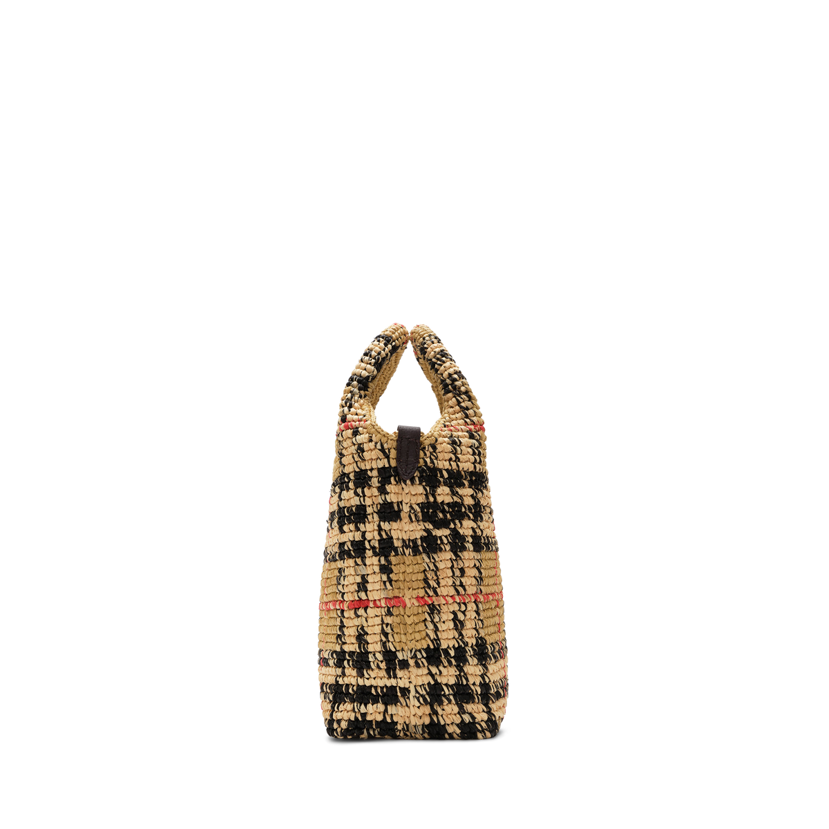 Cartera Beige Burberry Mini Margate Check Raffia