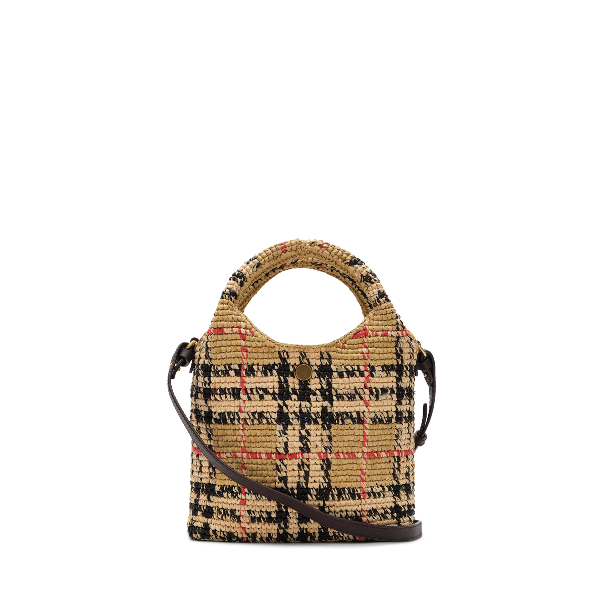 Cartera Beige Burberry Mini Margate Check Raffia