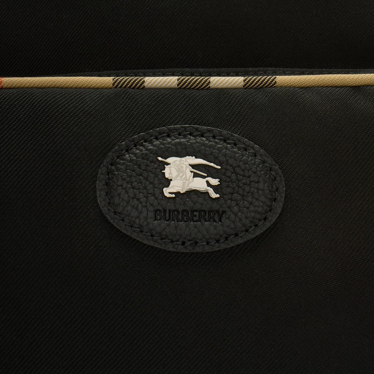 Mochila Negra Burberry Check Trim