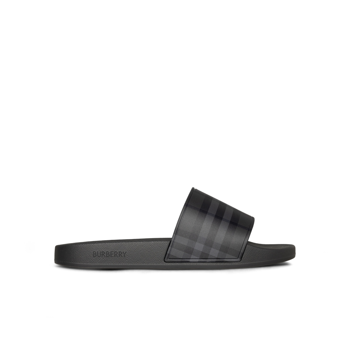 Sandalias Negras Burberry Check Slides