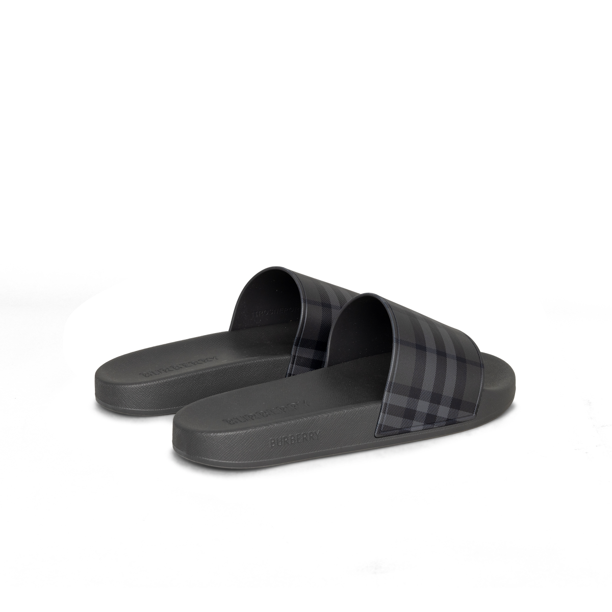Sandalias Negras Burberry Check Slides