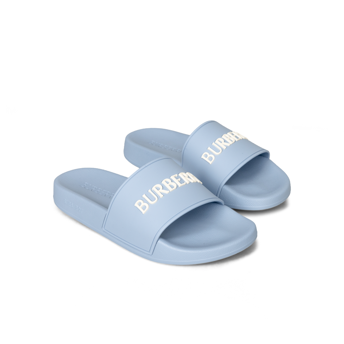 Sandalias Azules - Beige Burberry Logo Slides