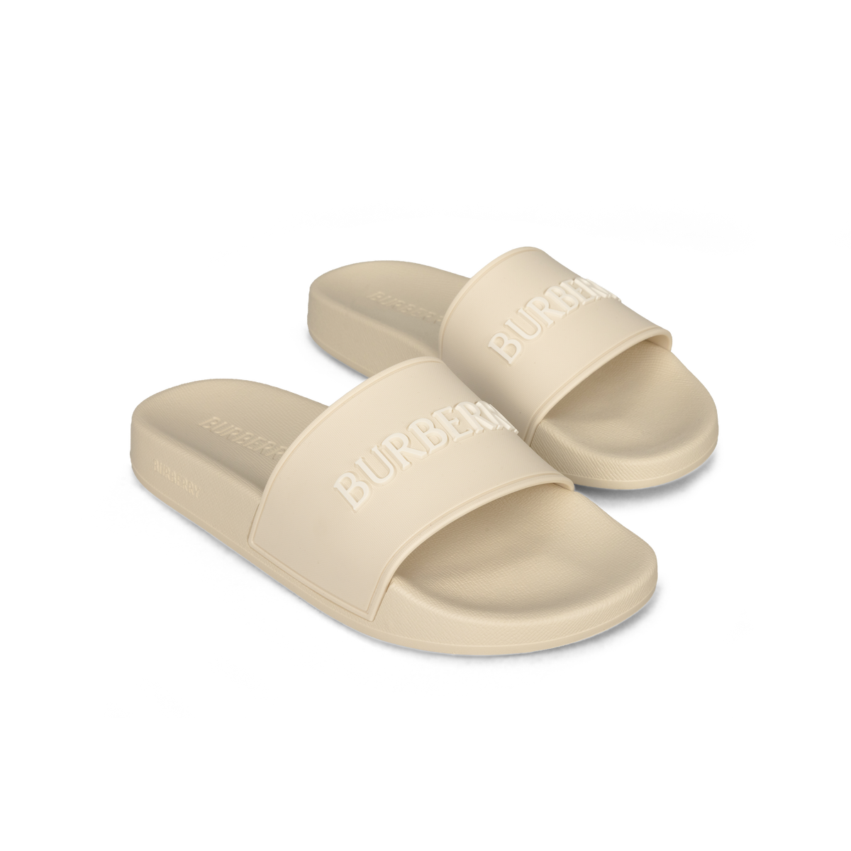 Sandalias Beige Burberry Logo Slides