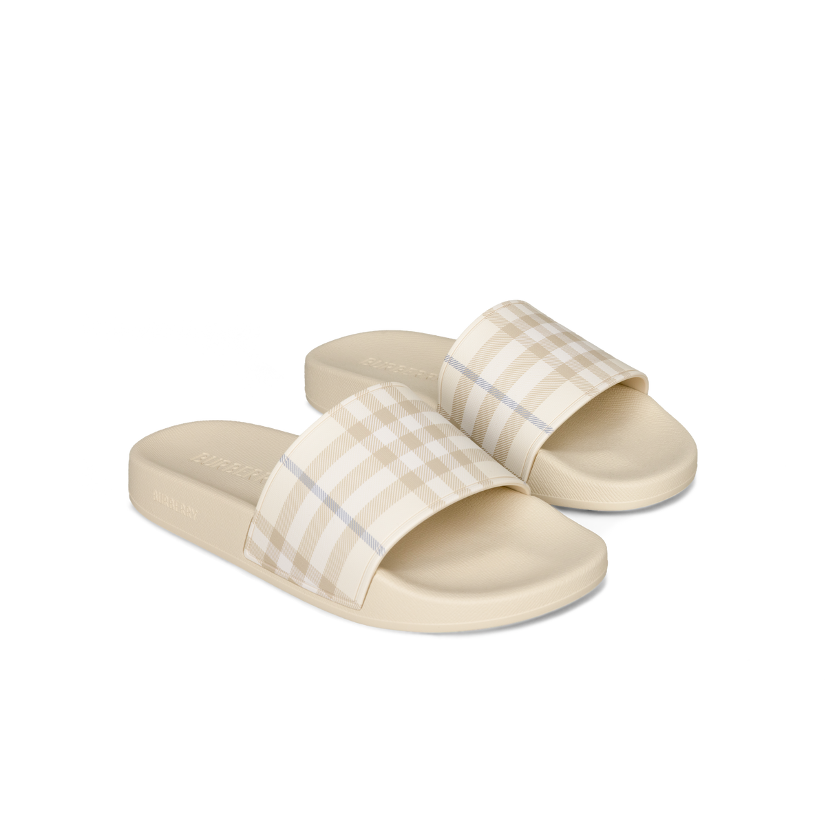 Sandalias Beige Burberry Check Slides