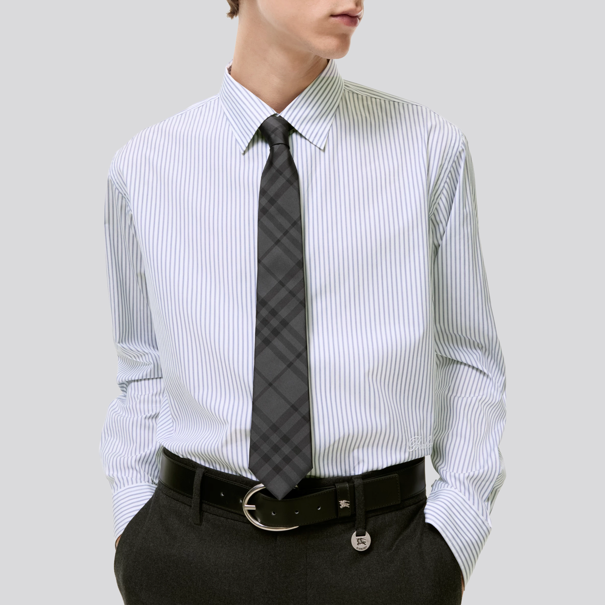 Corbata Negra Burberry Check Silk