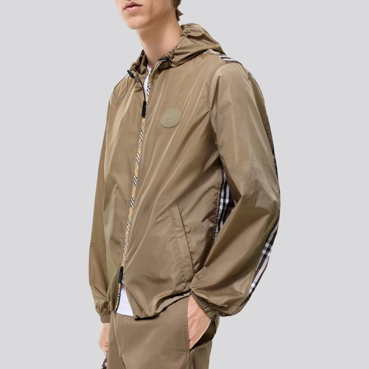 Chaqueta Verde Burberry Newport Check Trim