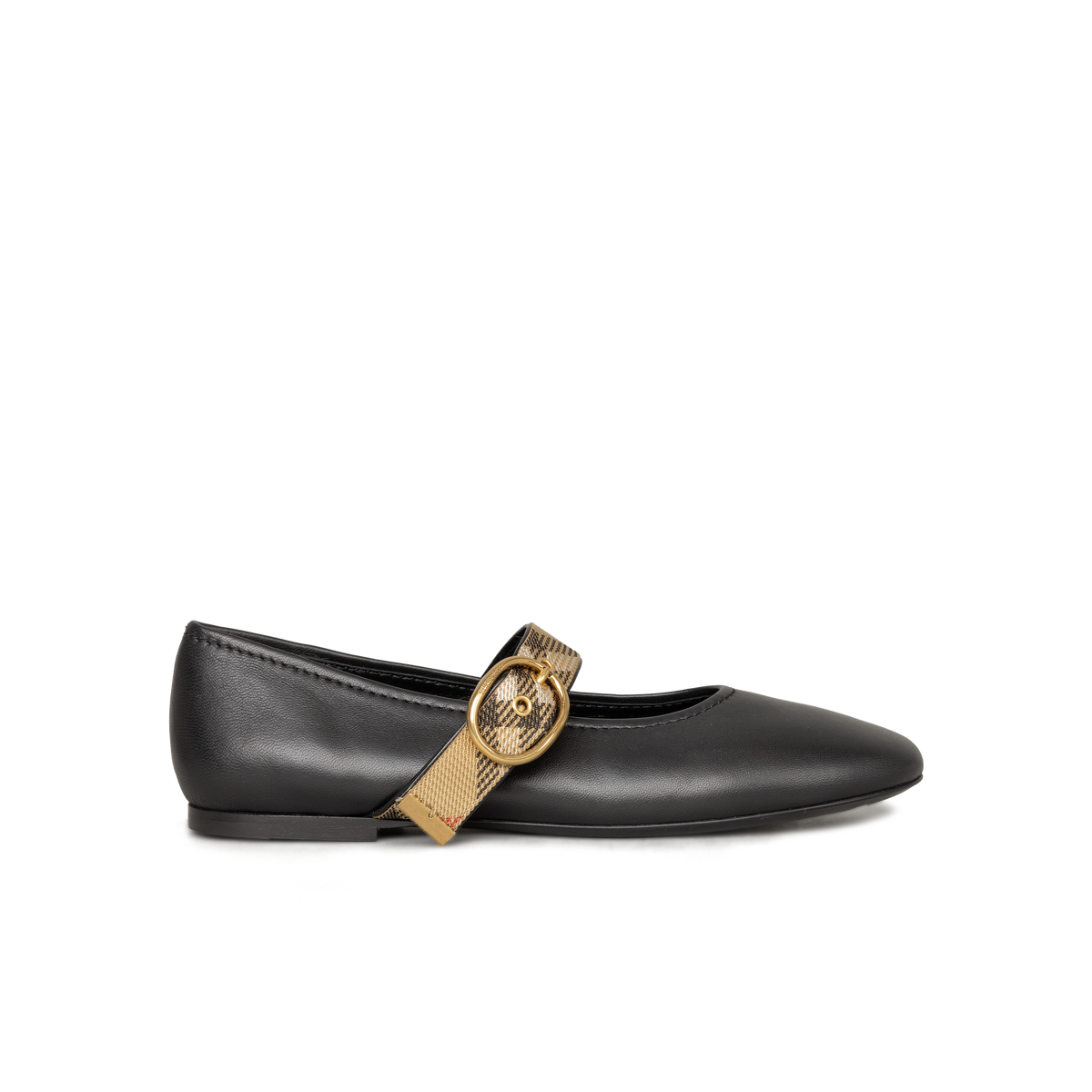 Ballerinas Negras Burberry Check Trim Strap