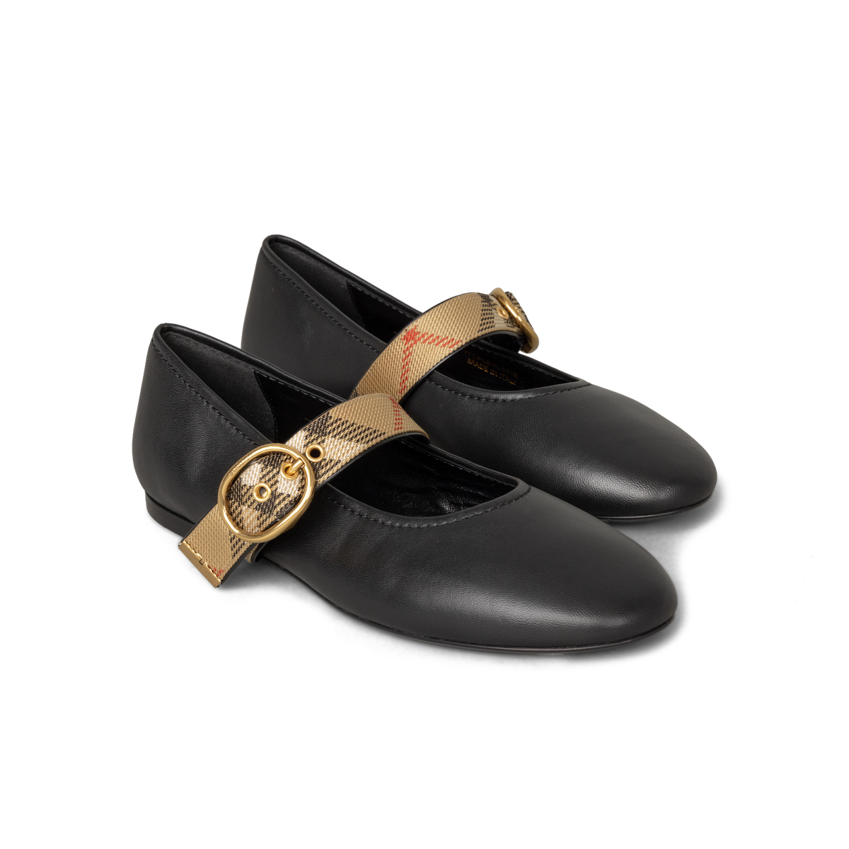 Ballerinas Negras Burberry Check Trim Strap