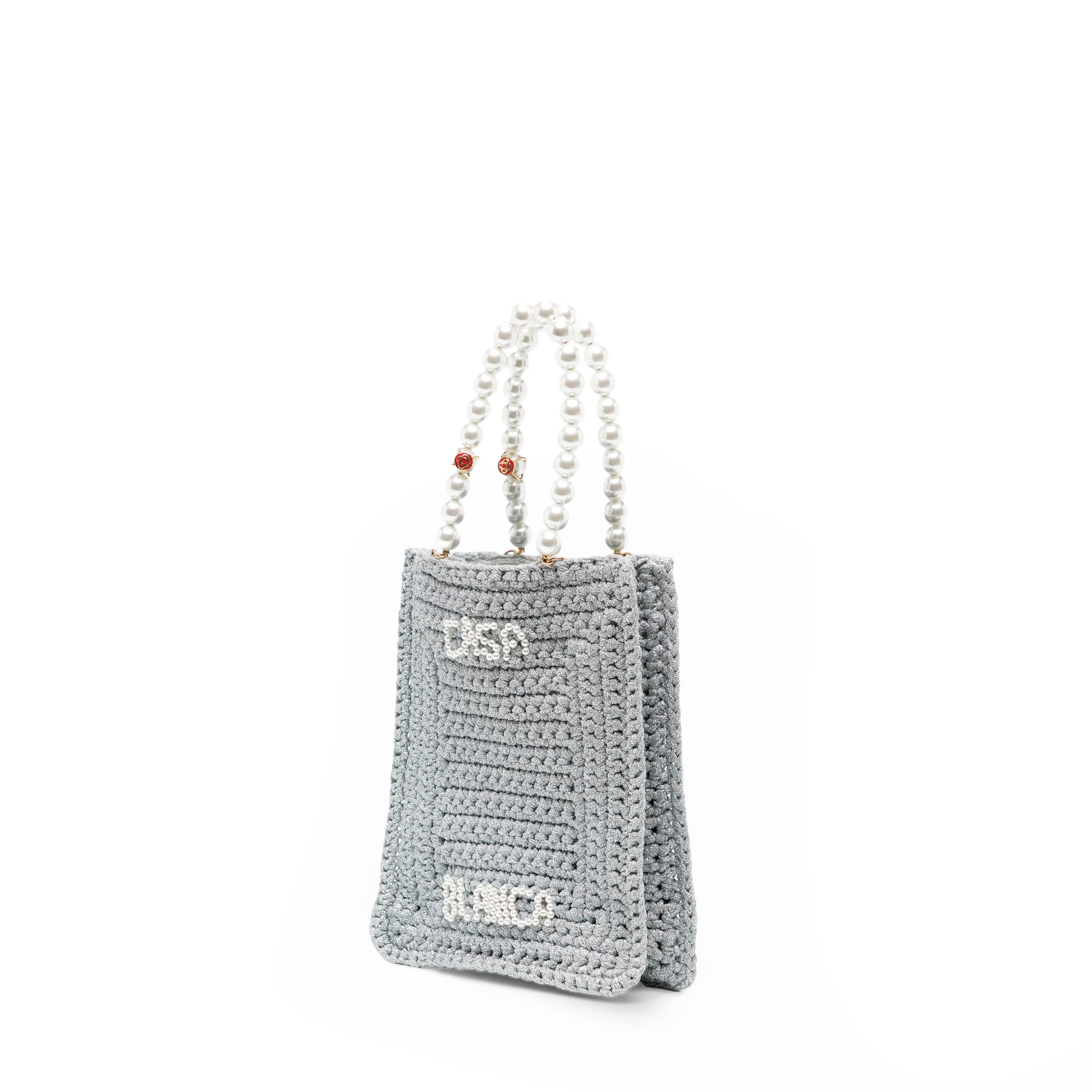 Cartera Silver Casablanca Crochet Pearl