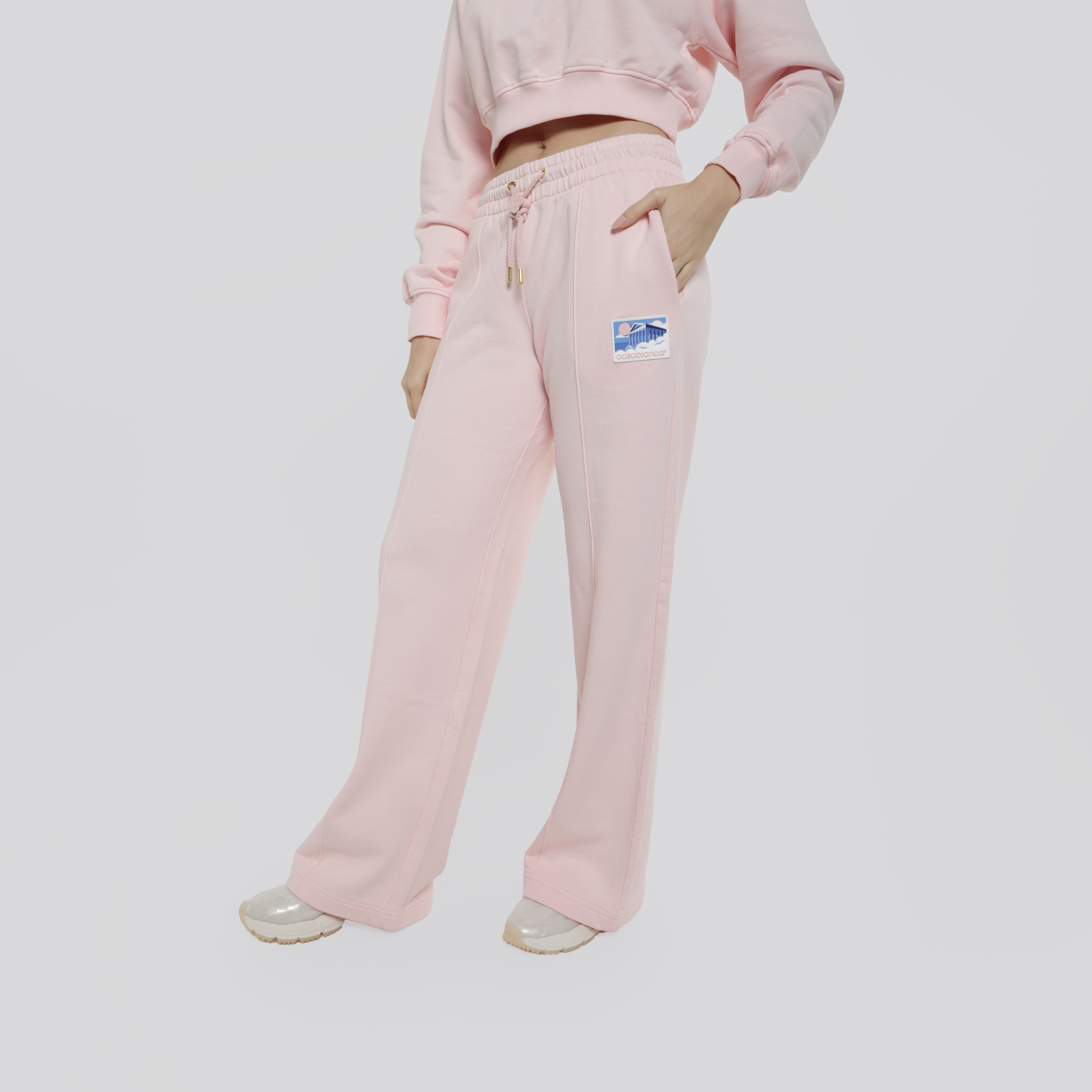 Sudadera Rosa Ceniza Casablanca Greek Temple Patch