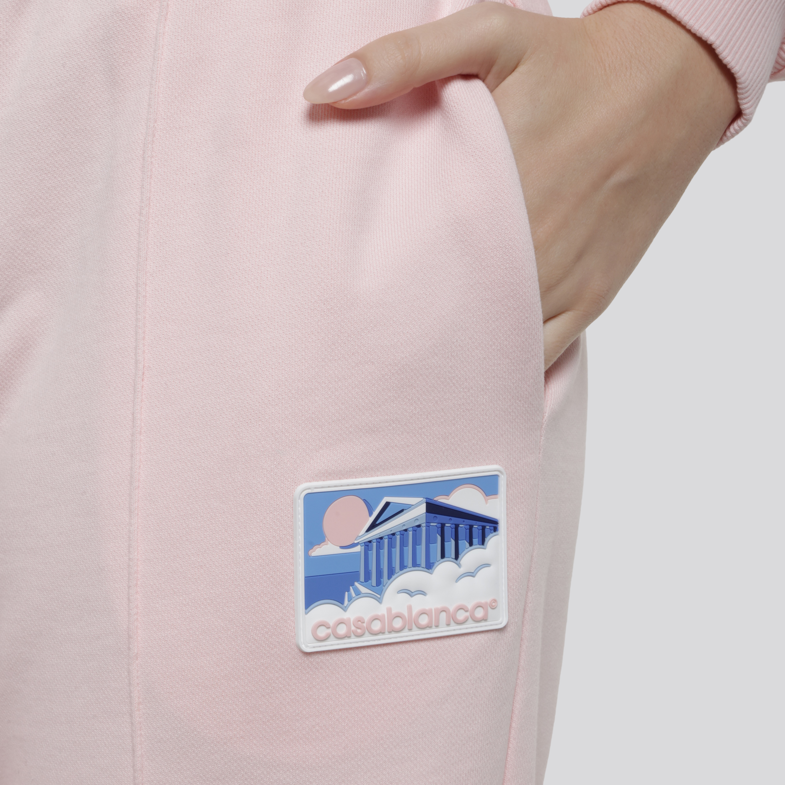 Sudadera Rosa Ceniza Casablanca Greek Temple Patch