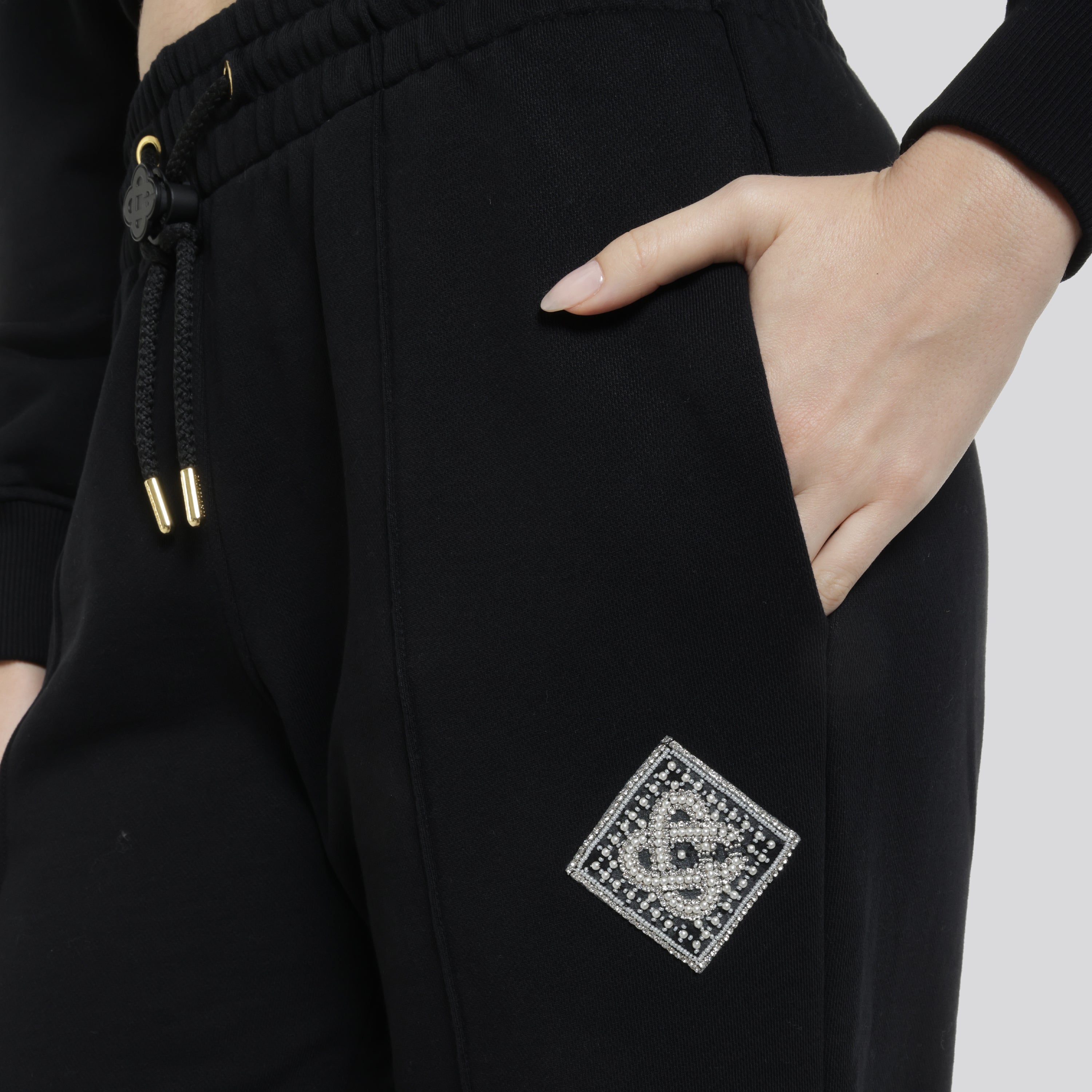 Sudadera Negra Casablanca Pearl Diamond Patch