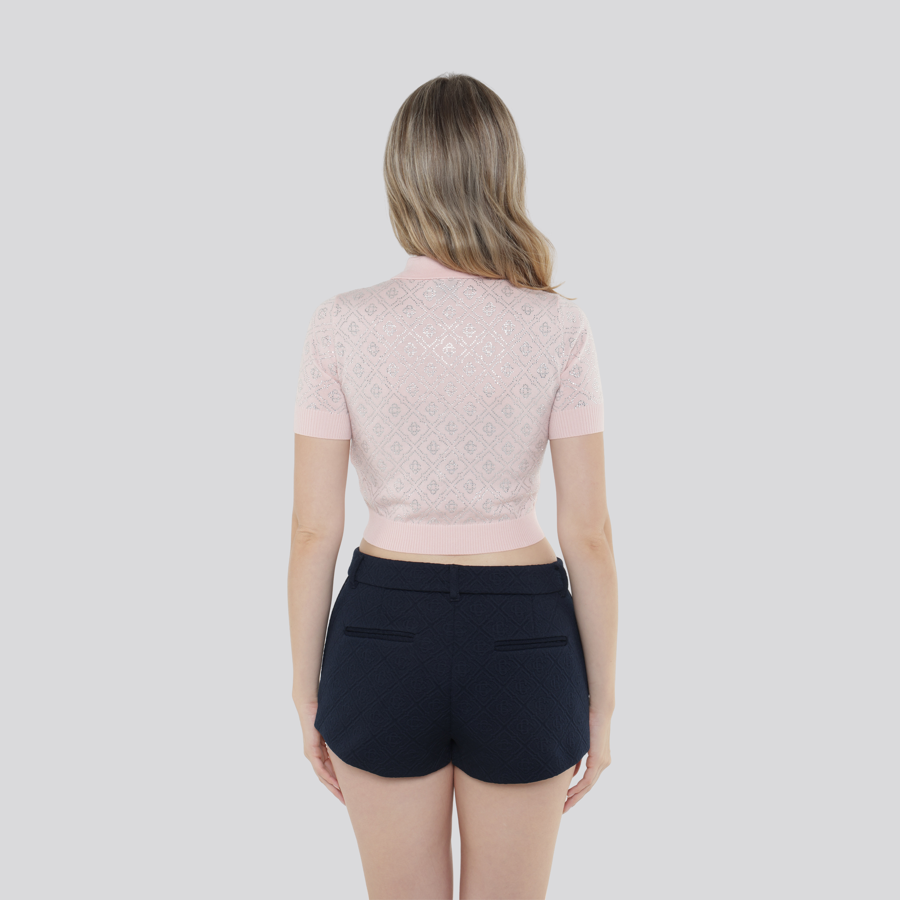 Camiseta Tipo Polo Rosa Ceniza Casablanca Crystal Monogram