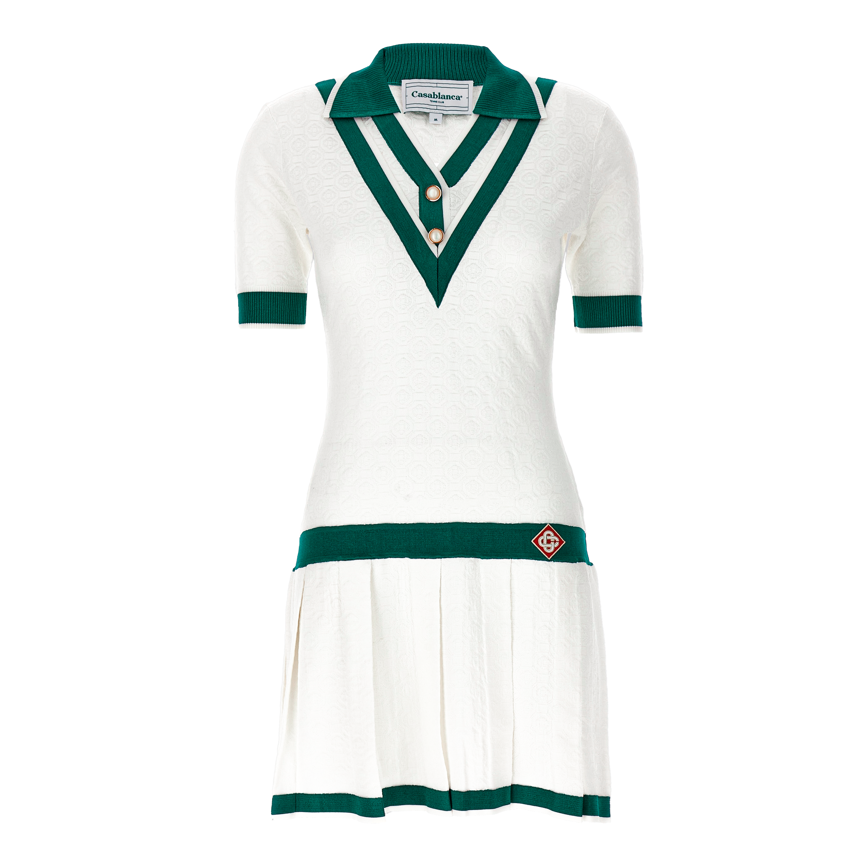 Vestido Blanco Casablanca Verde Logo Patche