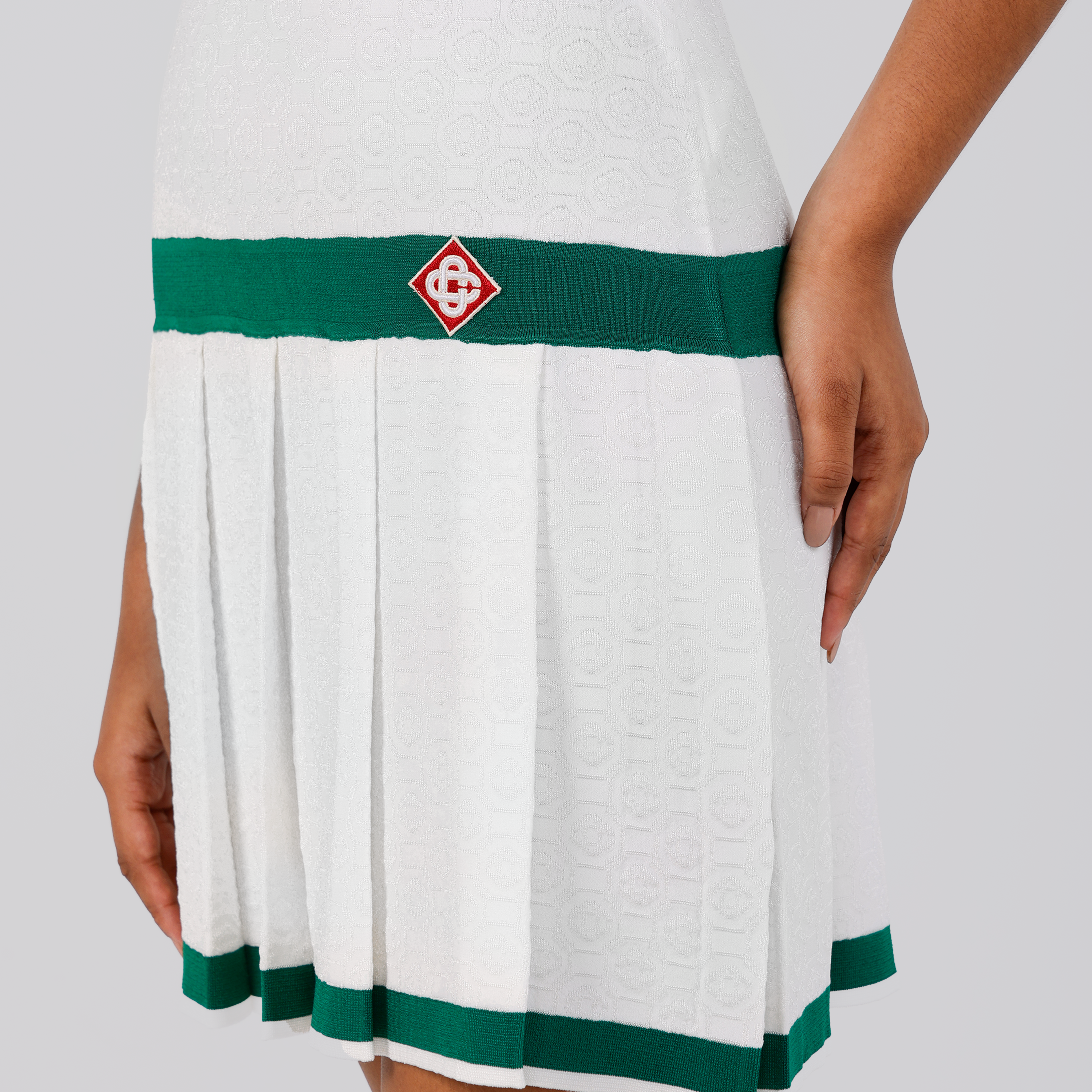 Vestido Blanco Casablanca Verde Logo Patche