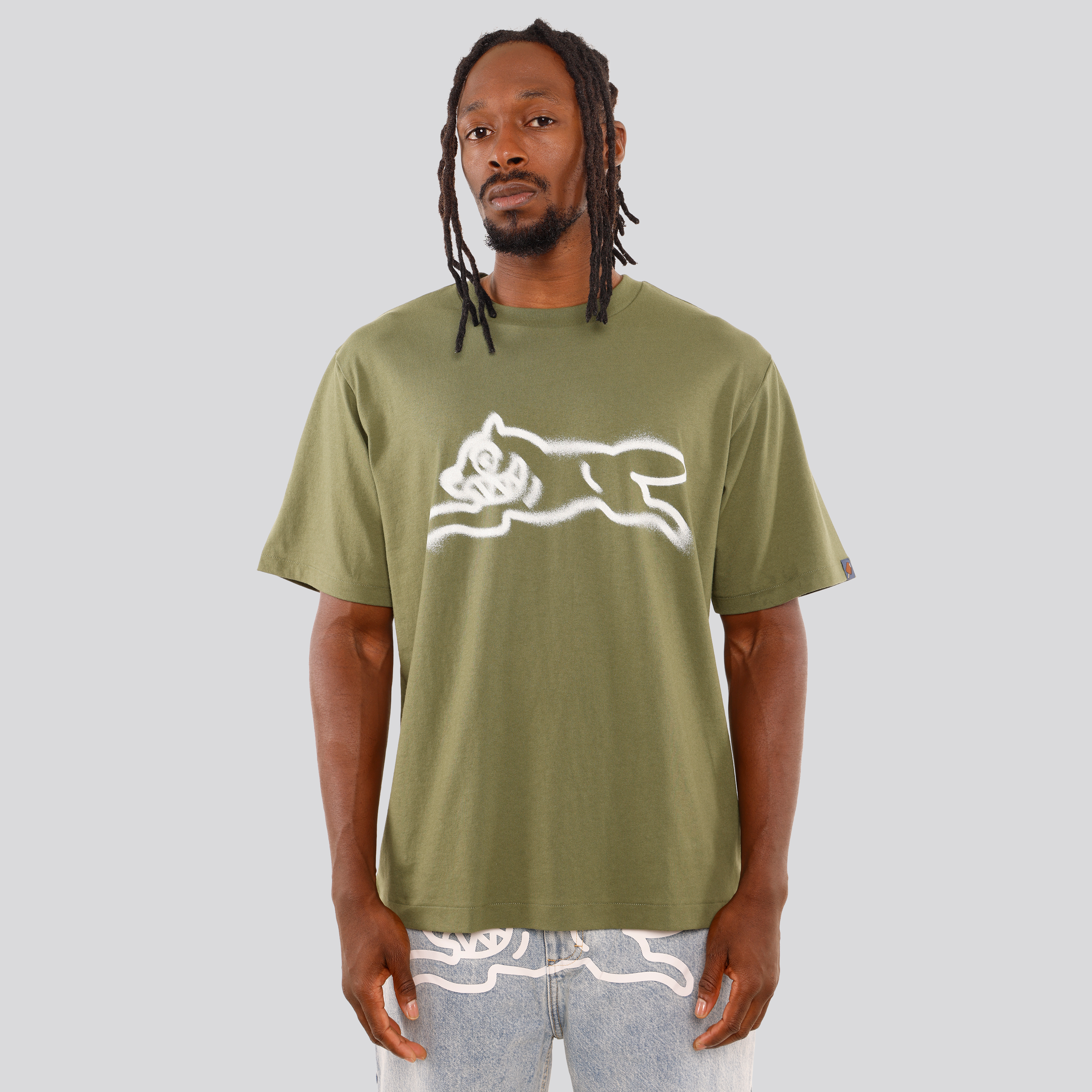 Camiseta Verde Ice Cream Spray Paint Running Dog