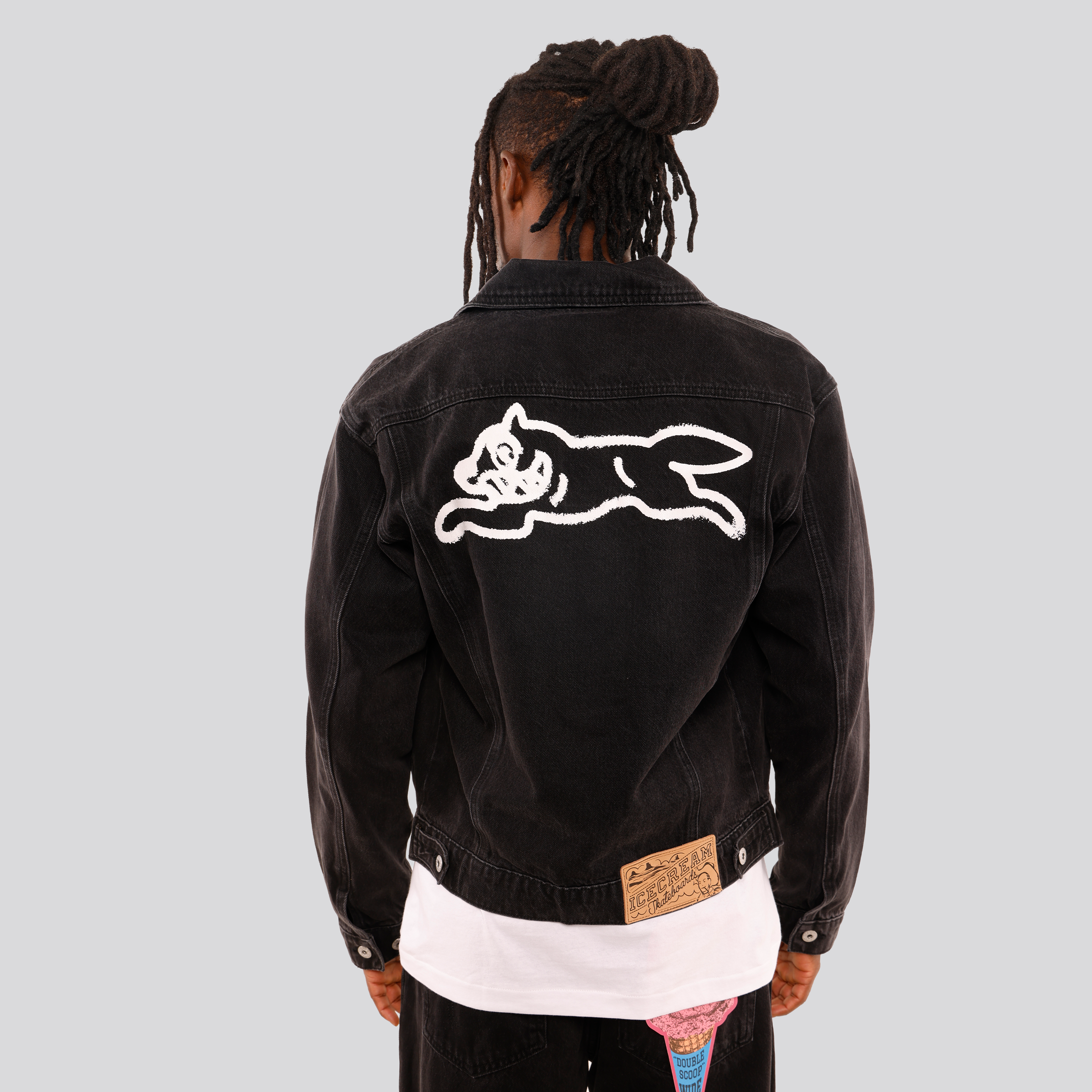 Chaqueta Negra ICECREAM Paint Running Dog Denim Trucker