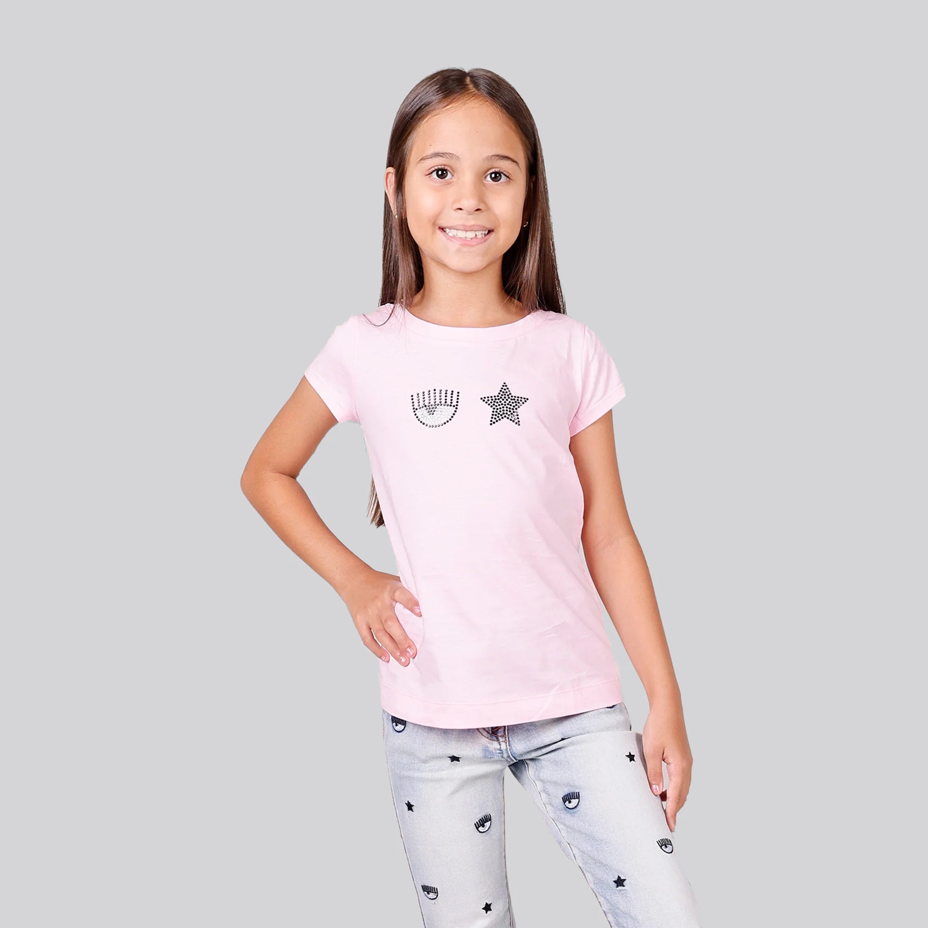 Camiseta Rosada Chiara Ferragni Kids Star Eye