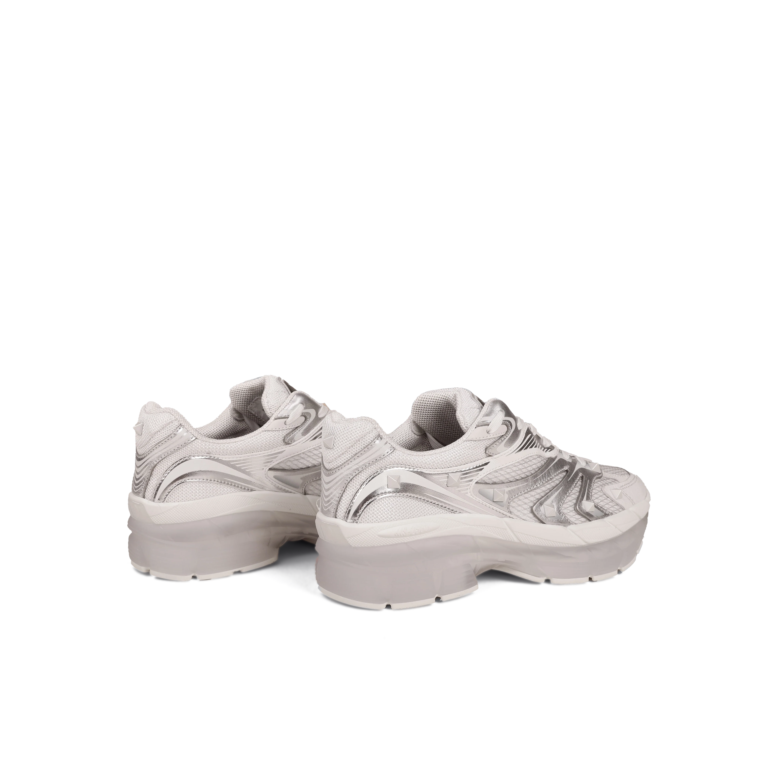Sneakers White Silver Valentino Ms-2960 Rockstuds