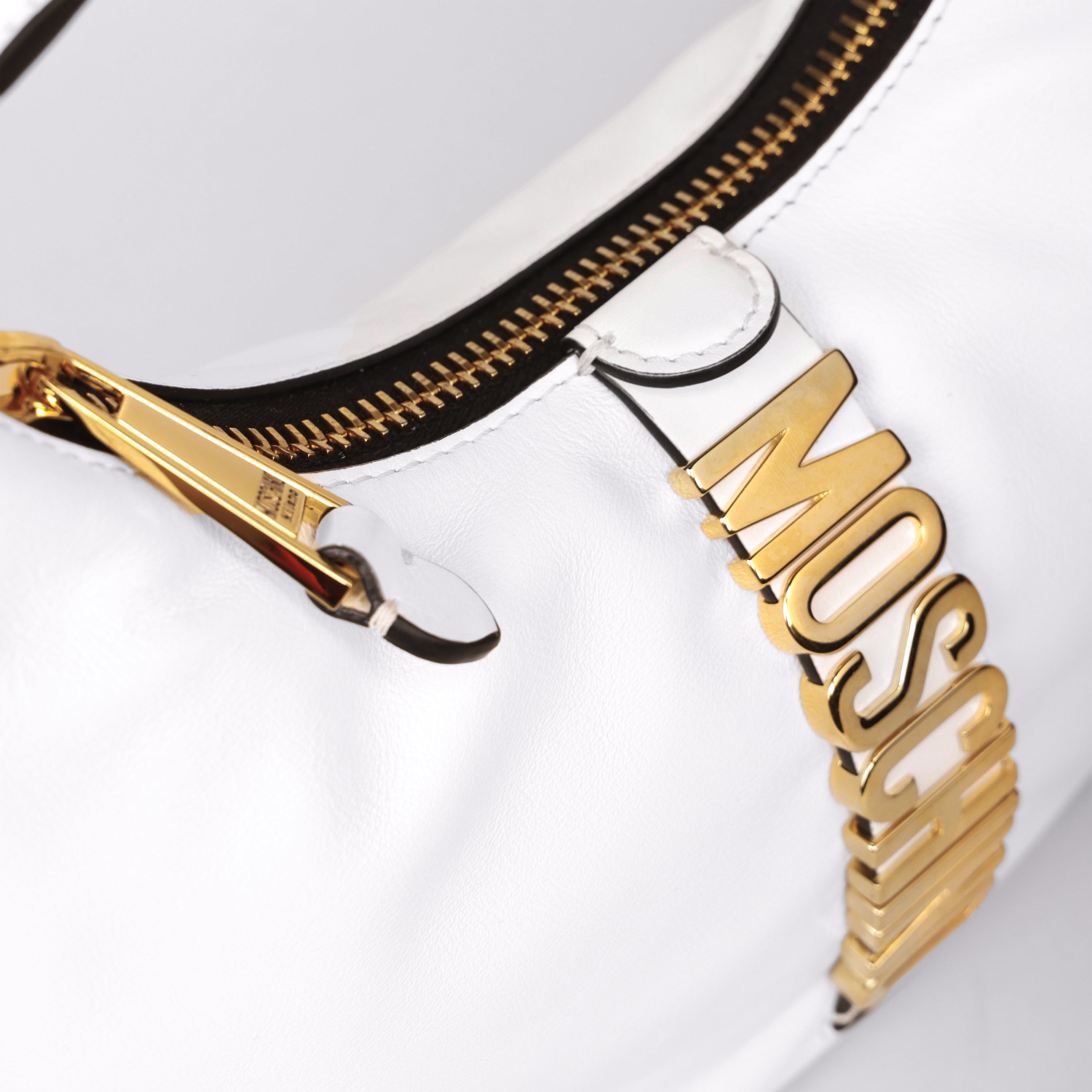 Cartera Blanca Moschino Couture Gold Logo