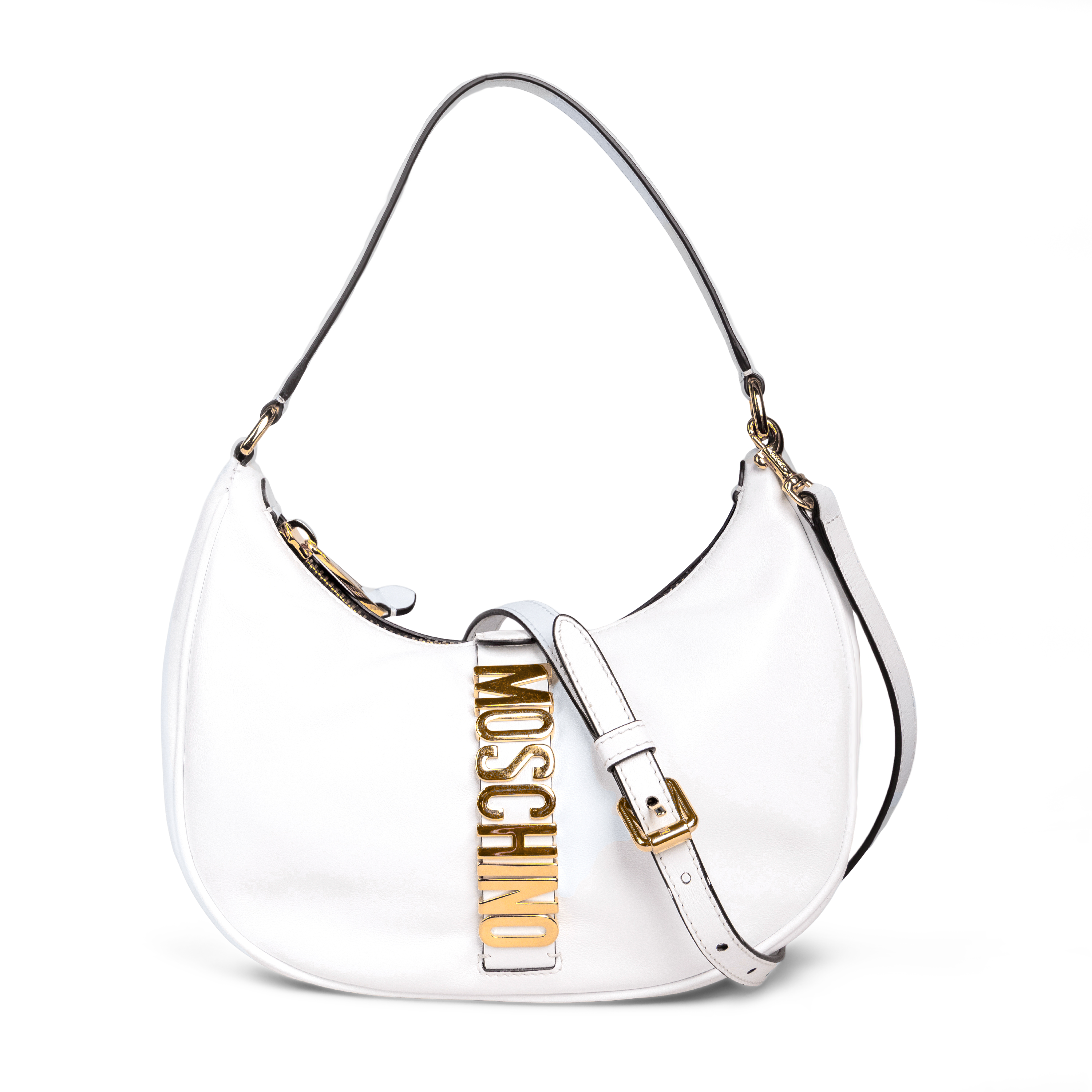 Cartera Blanca Moschino Couture Gold Logo