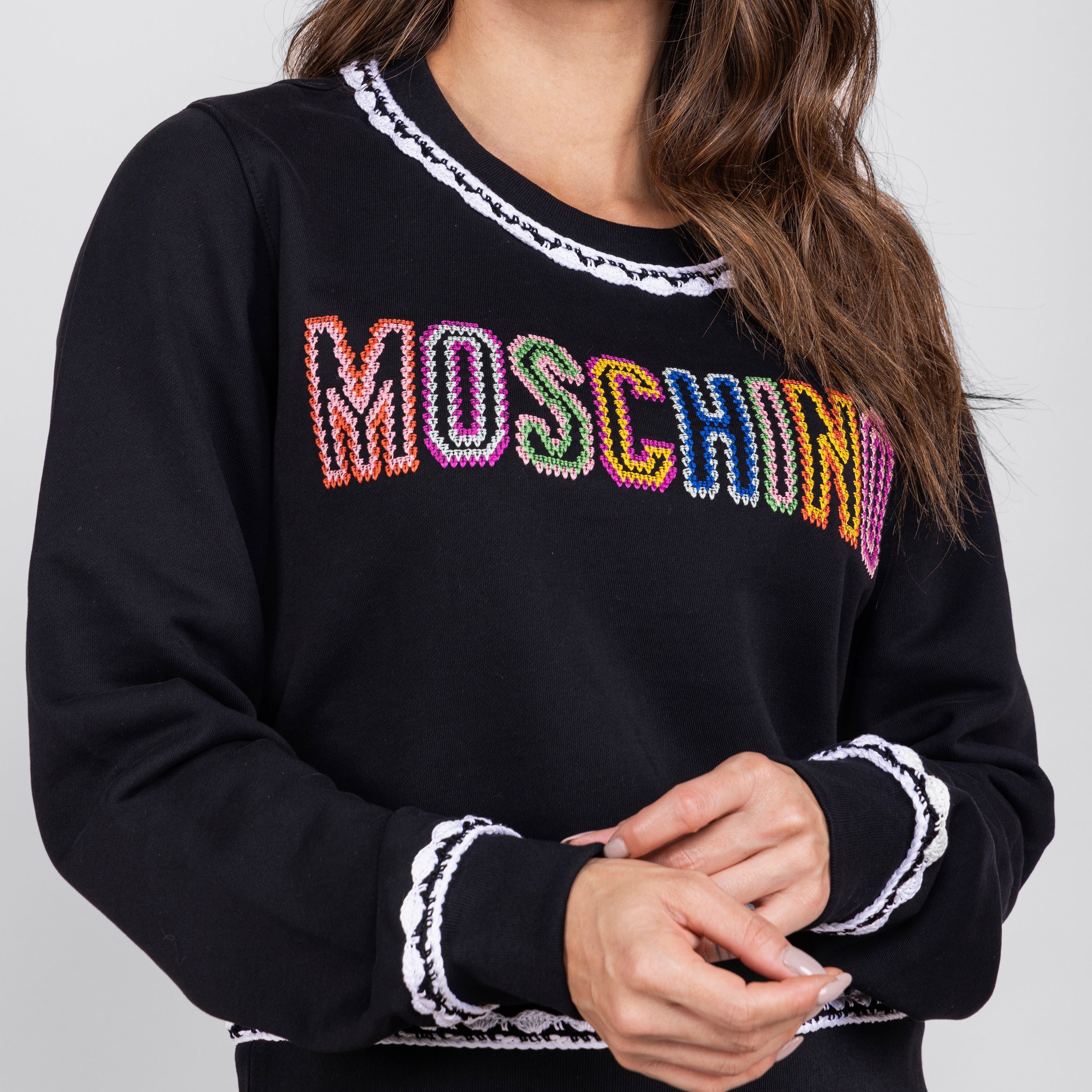 Buzo Negro Moschino Couture Multicolor Logo