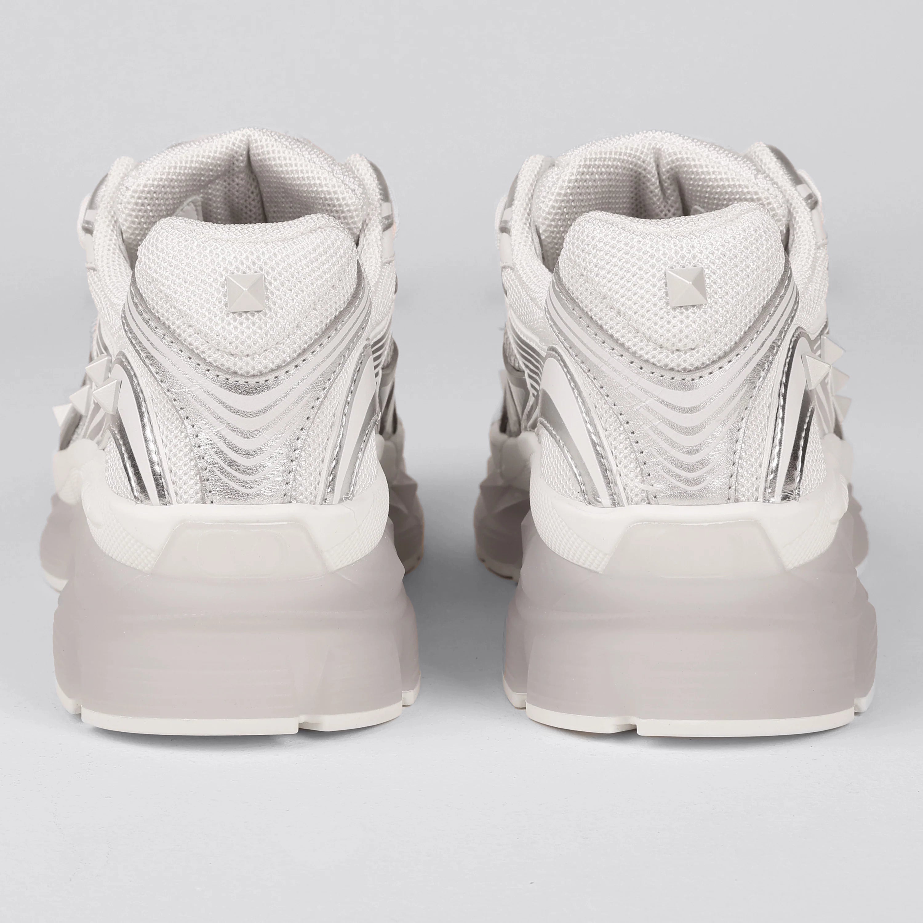 Sneakers White Silver Valentino Ms-2960 Rockstuds
