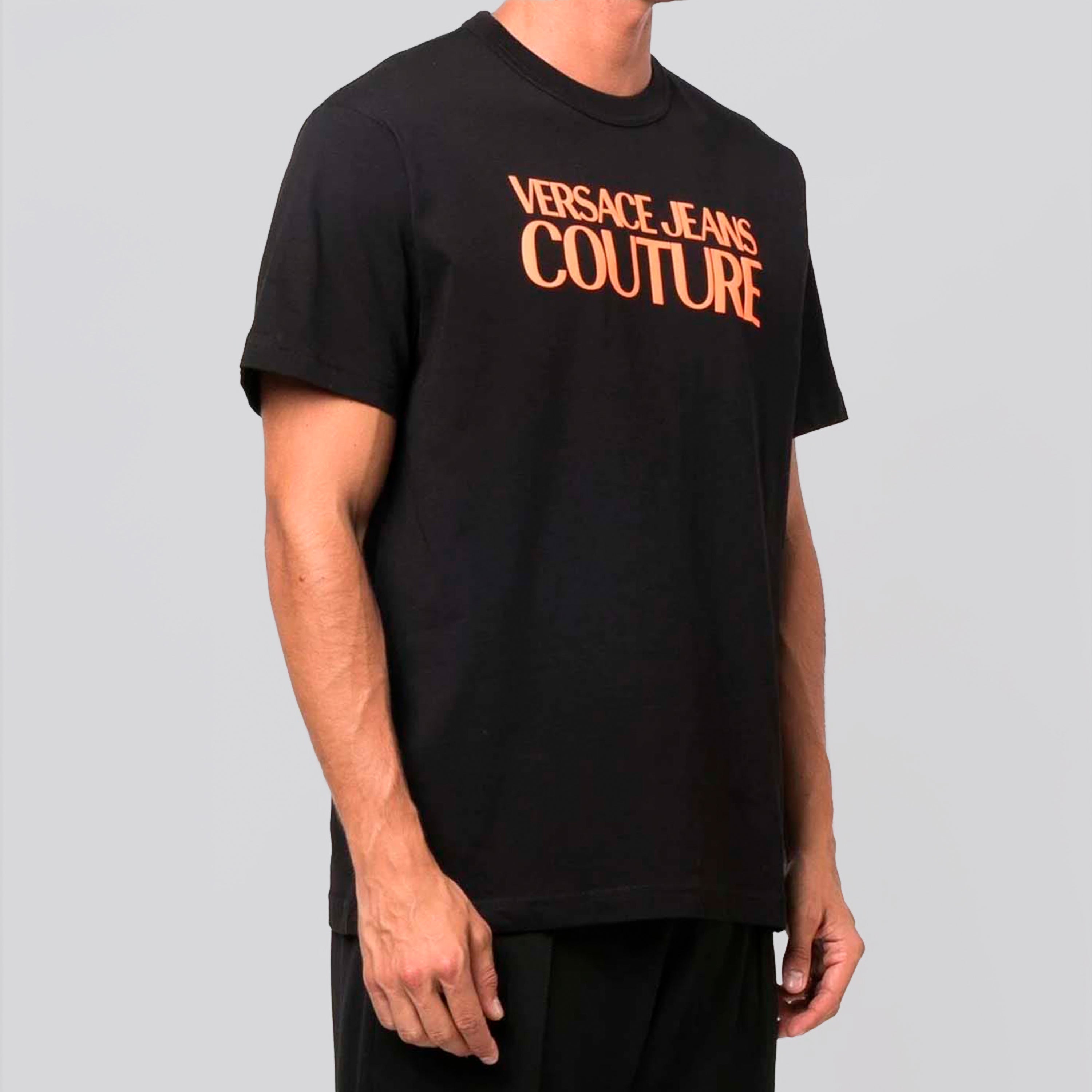 Camiseta Negra Versace Jeans Couture Orange Logo