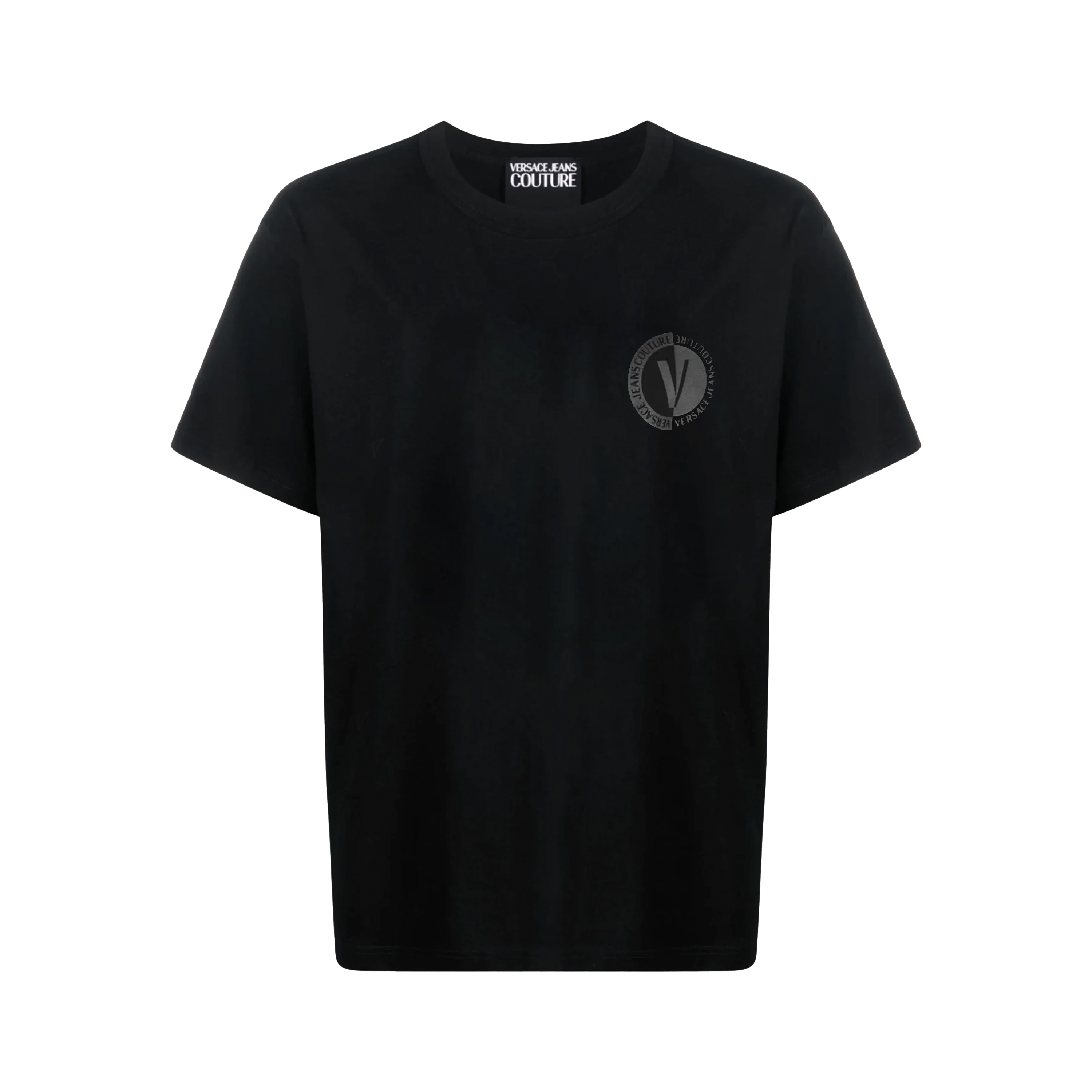 Camiseta Negra Versace Couture Negra V Circle Logo Chest