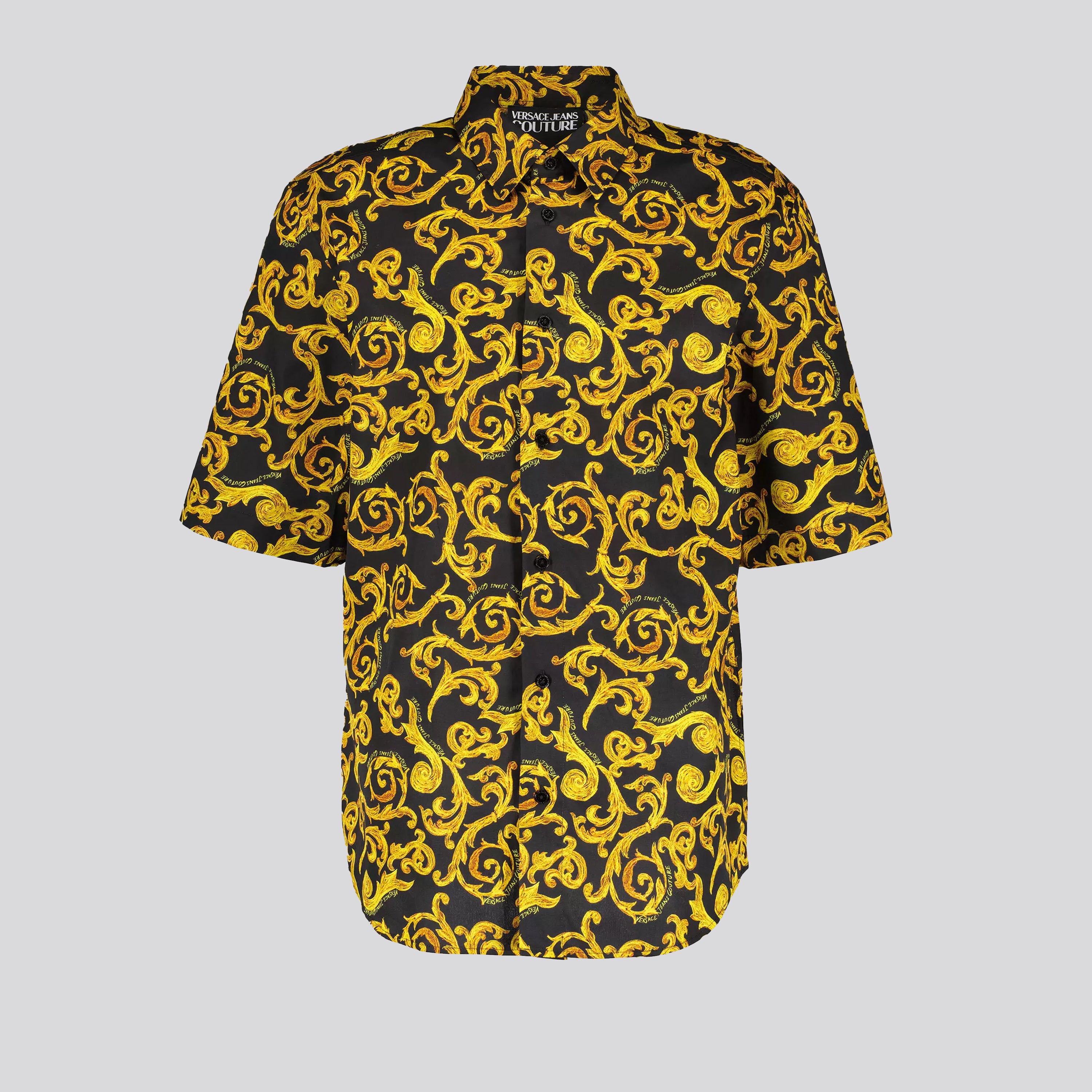 Camisa Negra Versace Couture Baroque Manga Corta