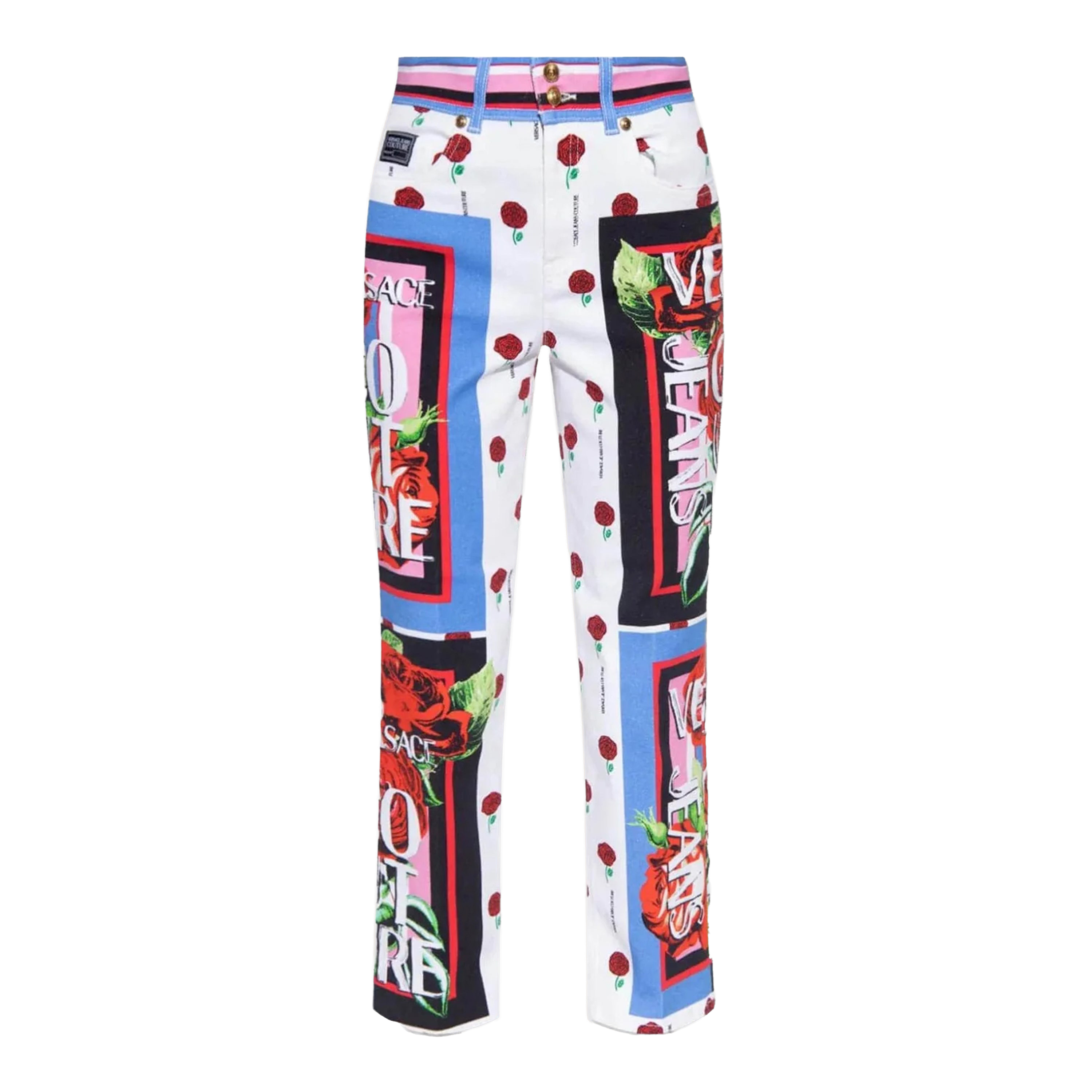 Pantalón Blanco Versace Couture Bull Gall Panel Foulard