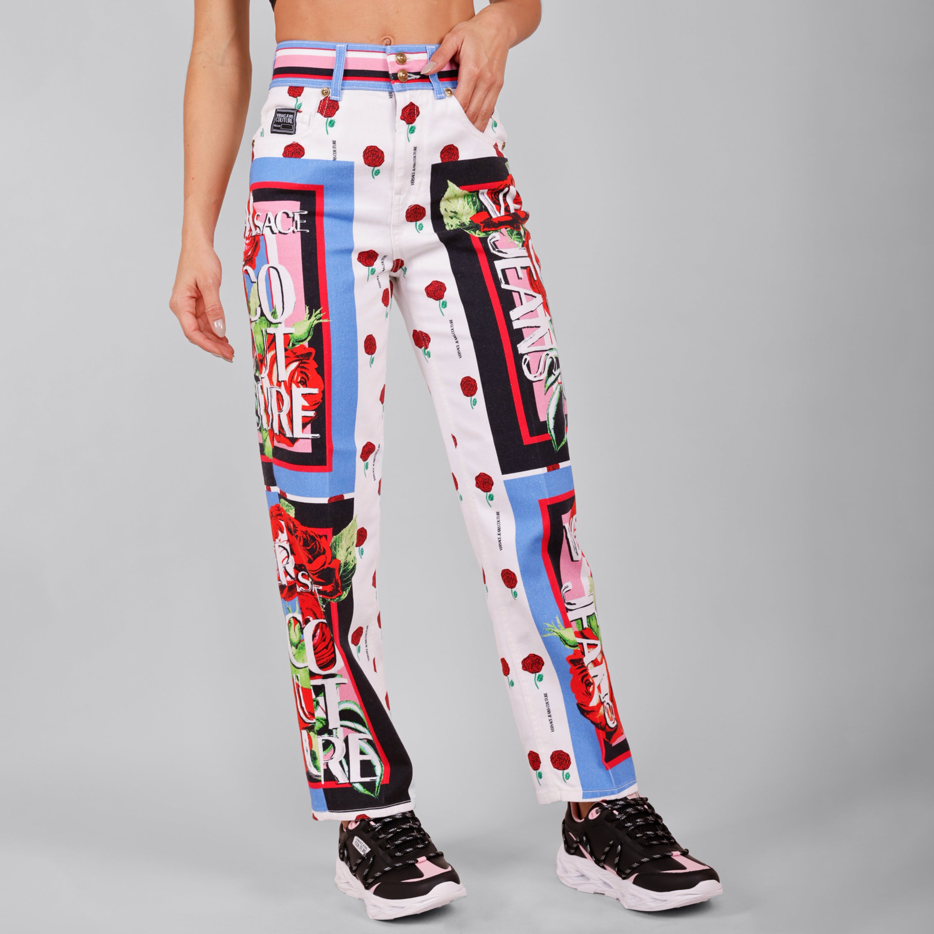 Pantalón Blanco Versace Couture Bull Gall Panel Foulard