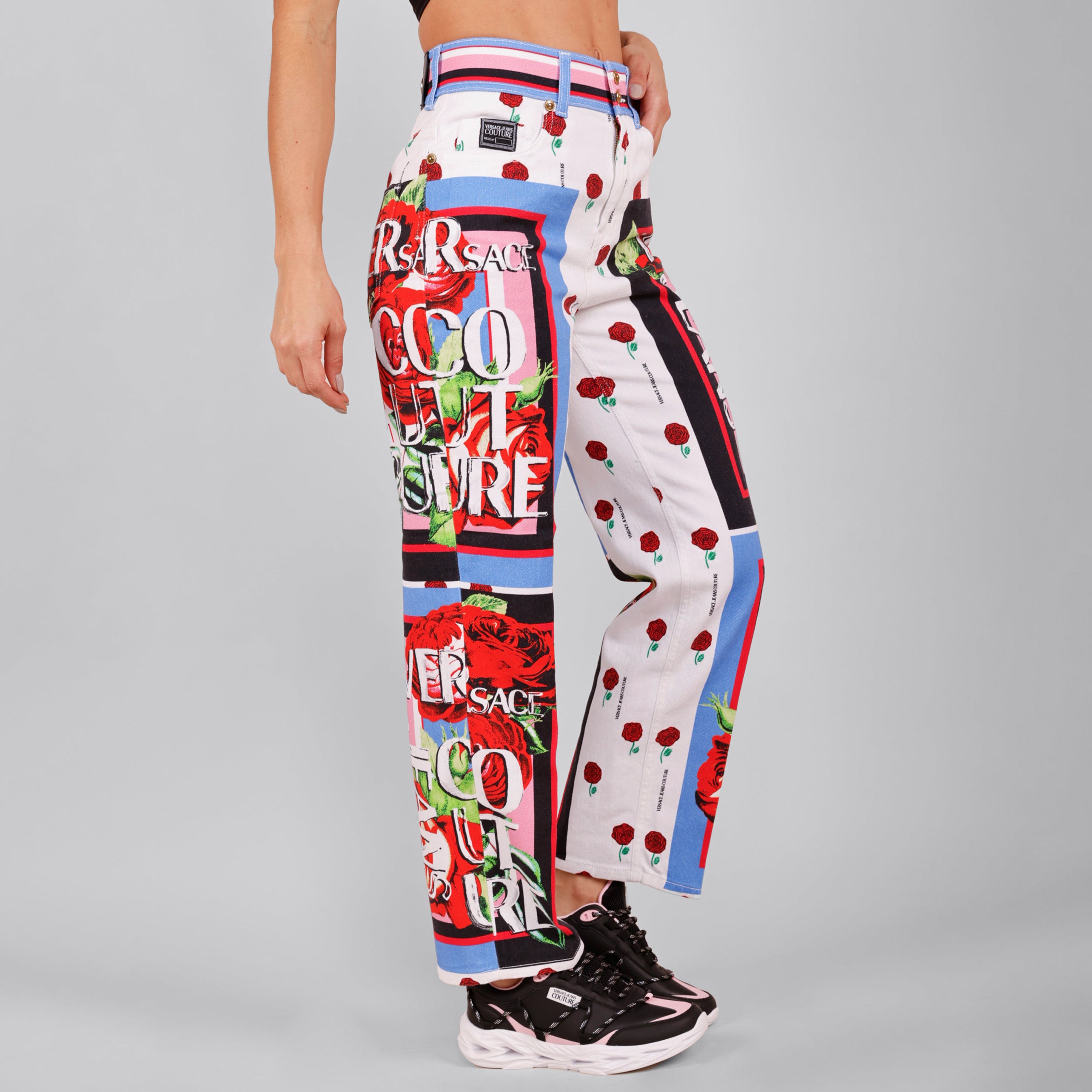 Pantalón Blanco Versace Couture Bull Gall Panel Foulard