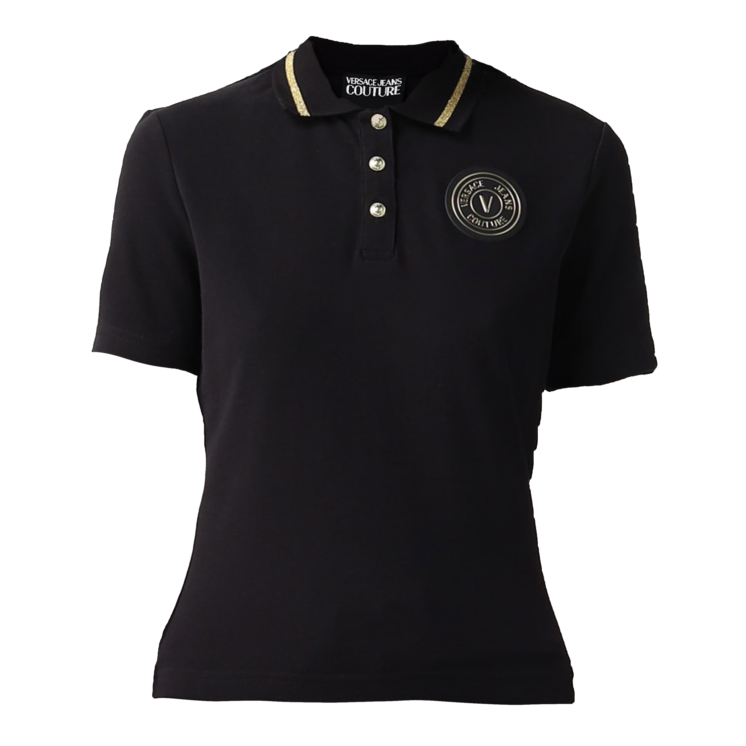 Camiseta Tipo Polo Negra Versace Couture Cotton Piquet