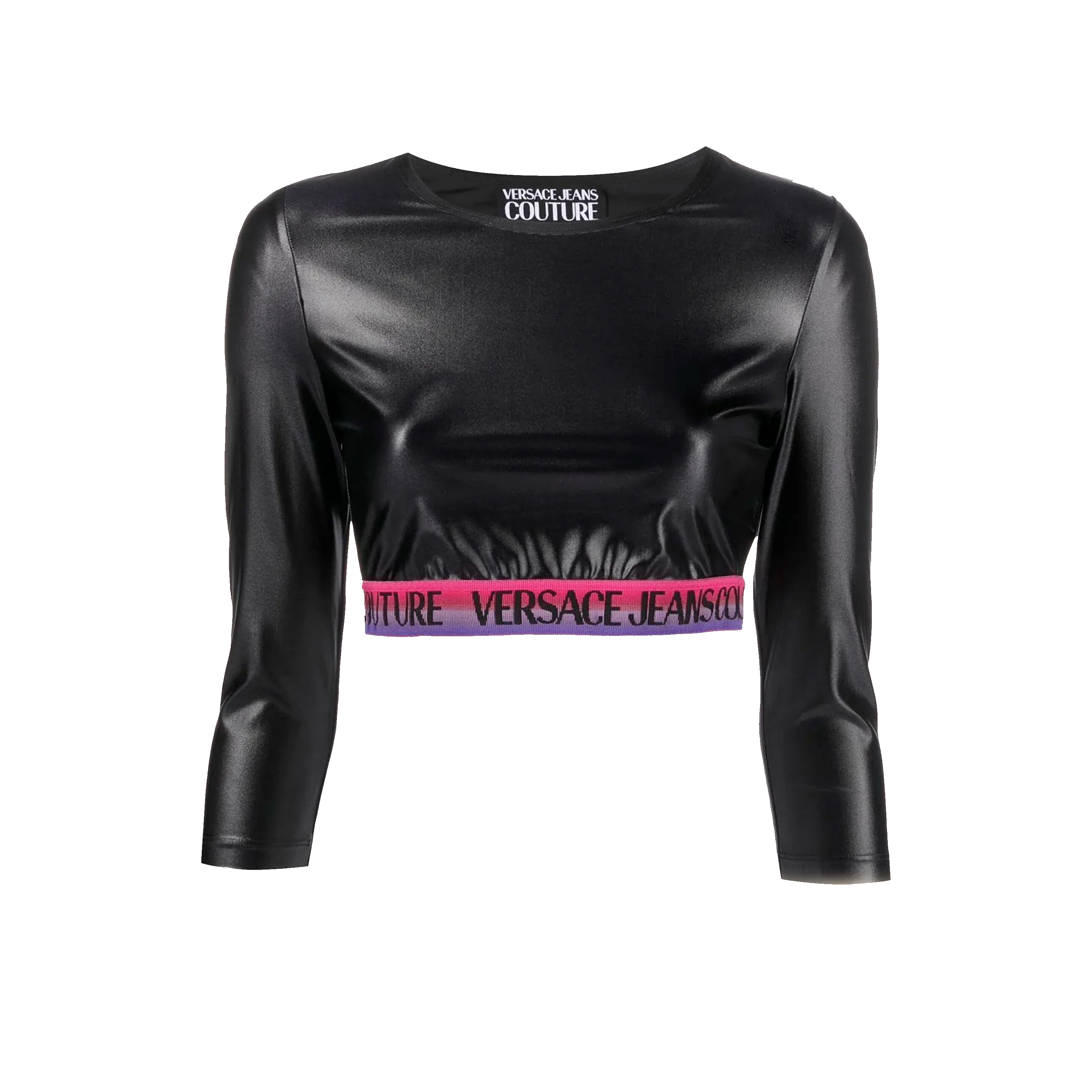 Top Negro Versace Couture Multicolor Logo Band