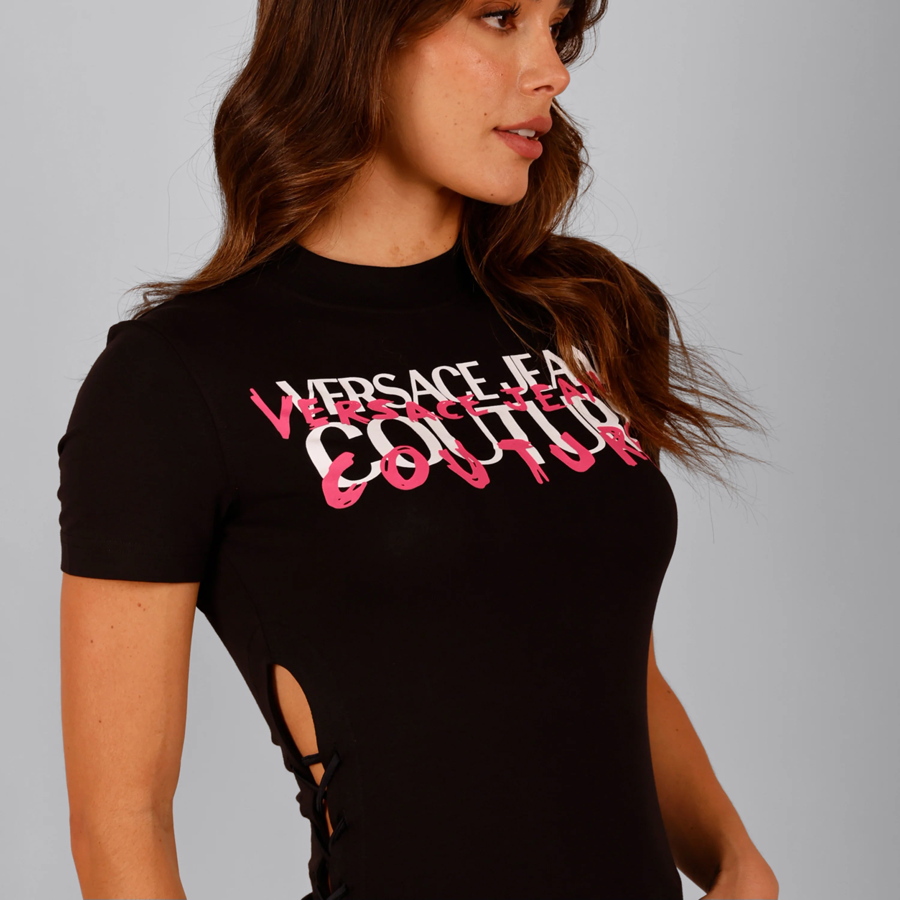 Camiseta Negra Versace Couture Lace