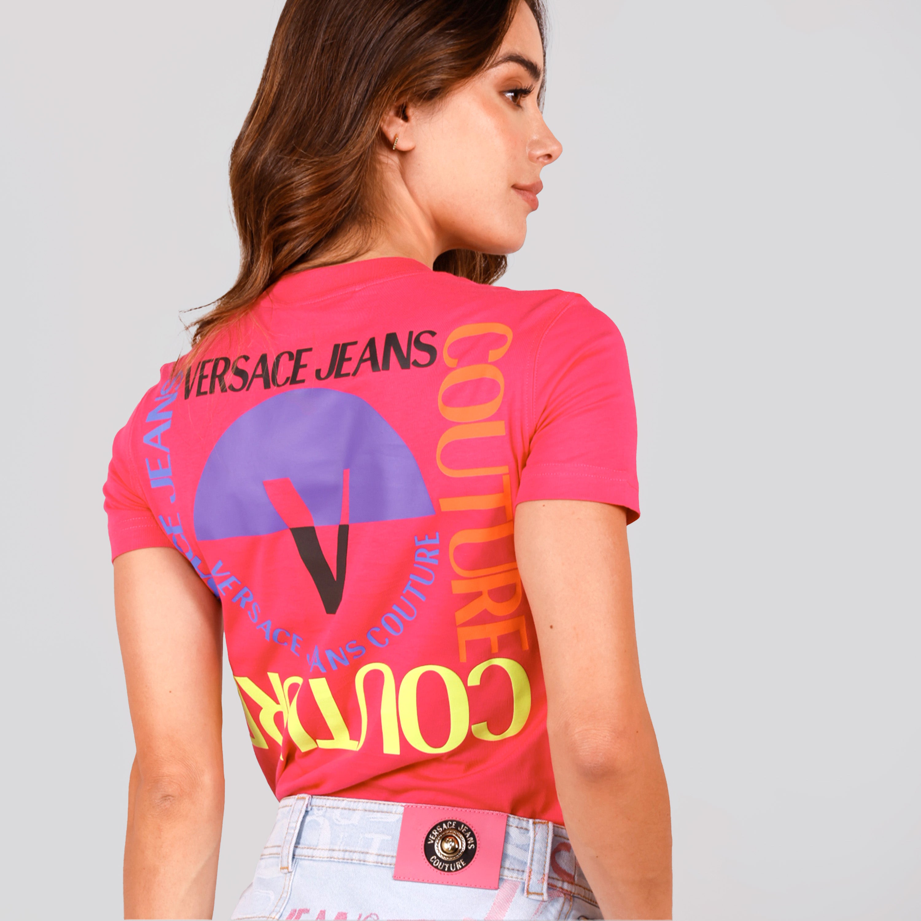 Camiseta Fucsia Versace Couture Square Logo
