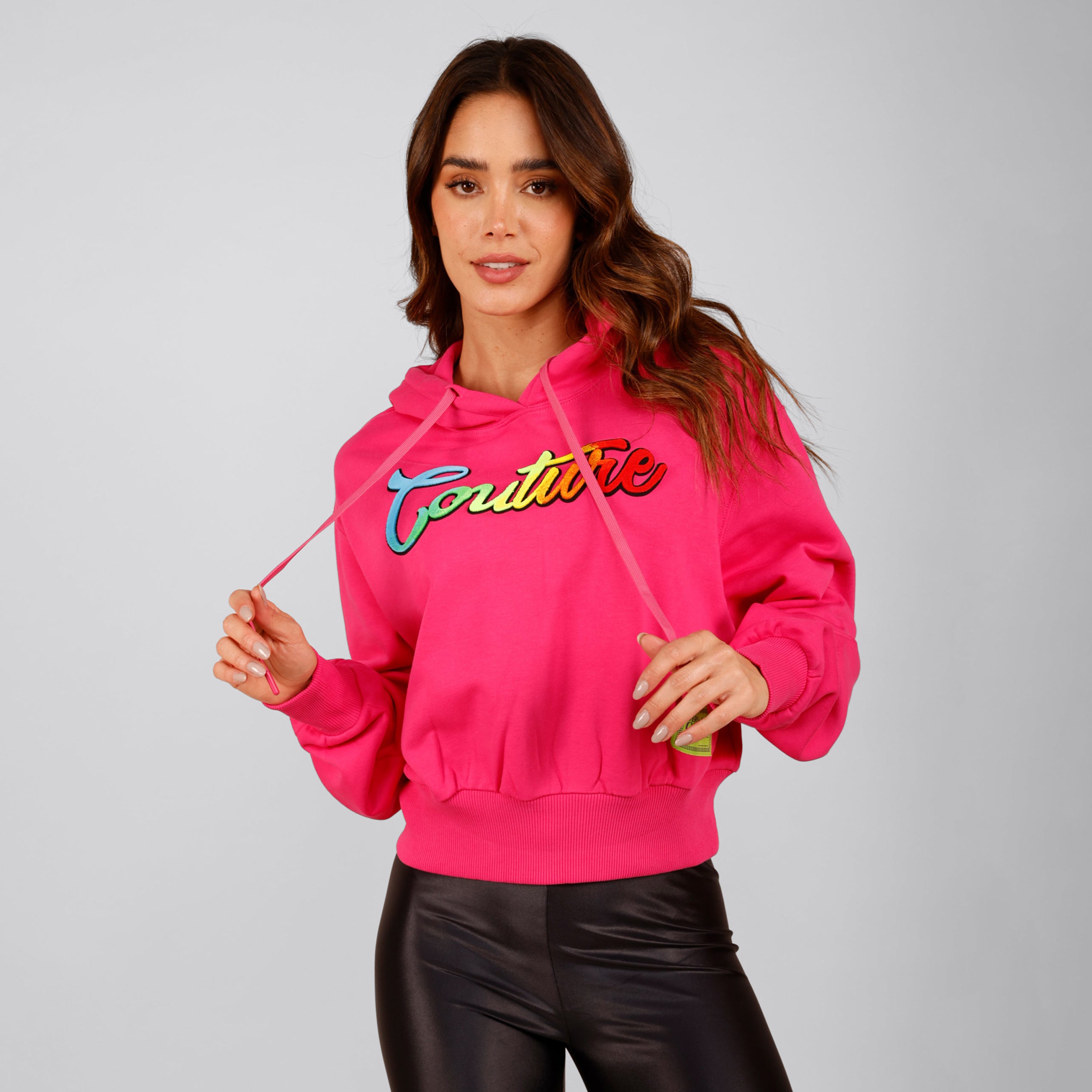 Buzo Tipo Hoodie Rosado Versace Couture Logo Fleece