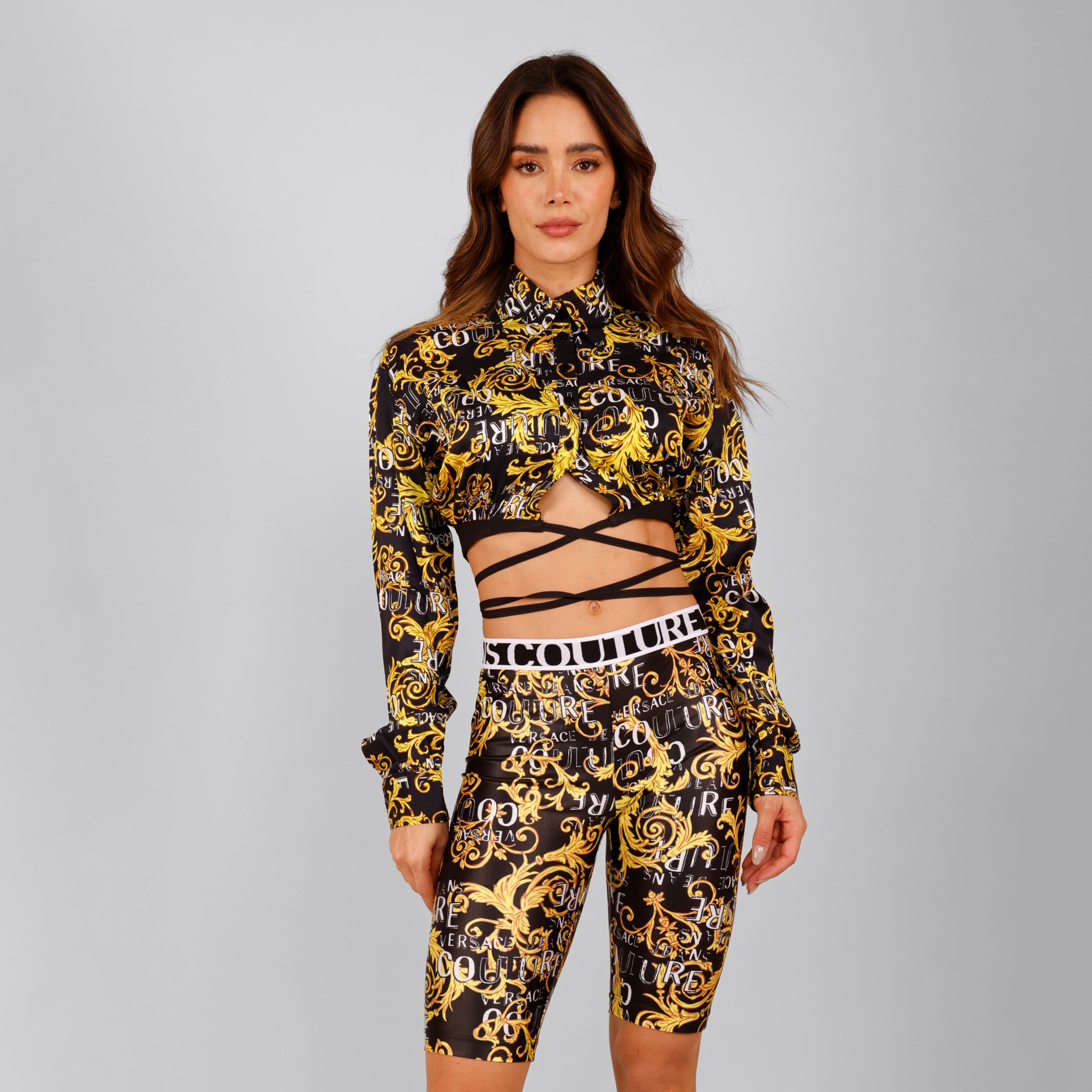 Camisa Multicolor Versace Couture Twill Vi Print Logo Couture