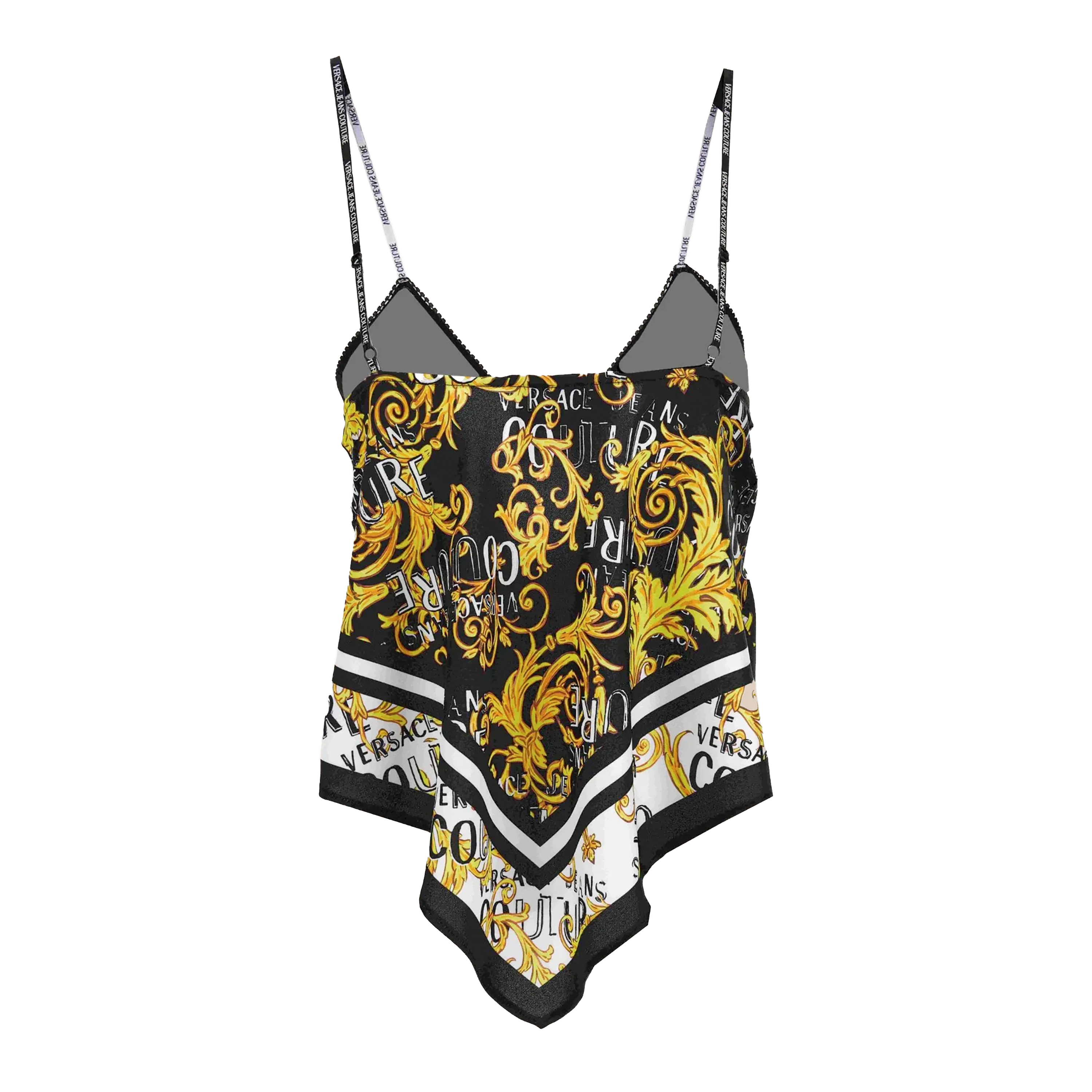 Top Negro Versace Couture Envers Satin Panel Logo