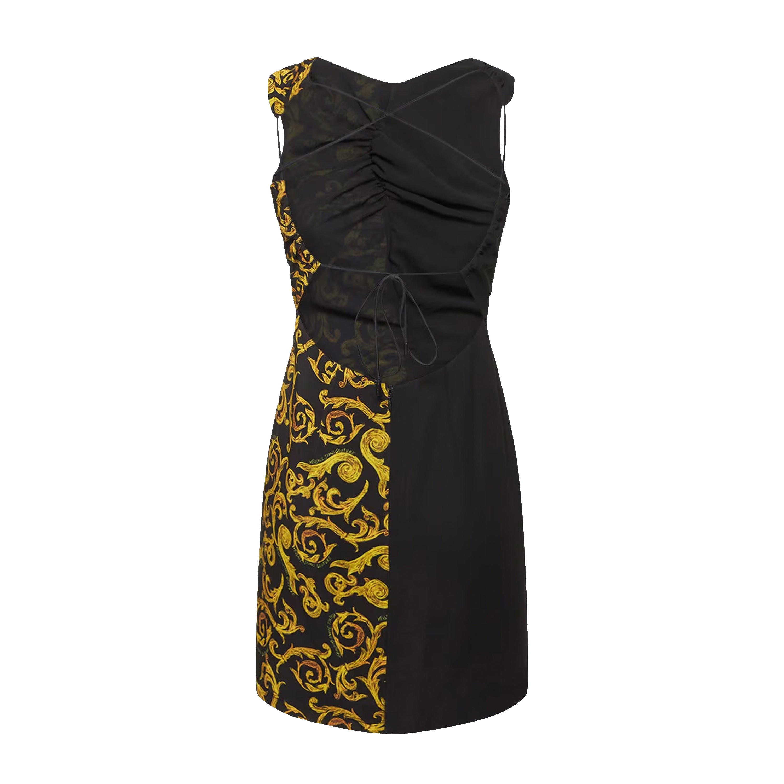 Vestido Negro Versace Couture Georgette Print Sketch Couture
