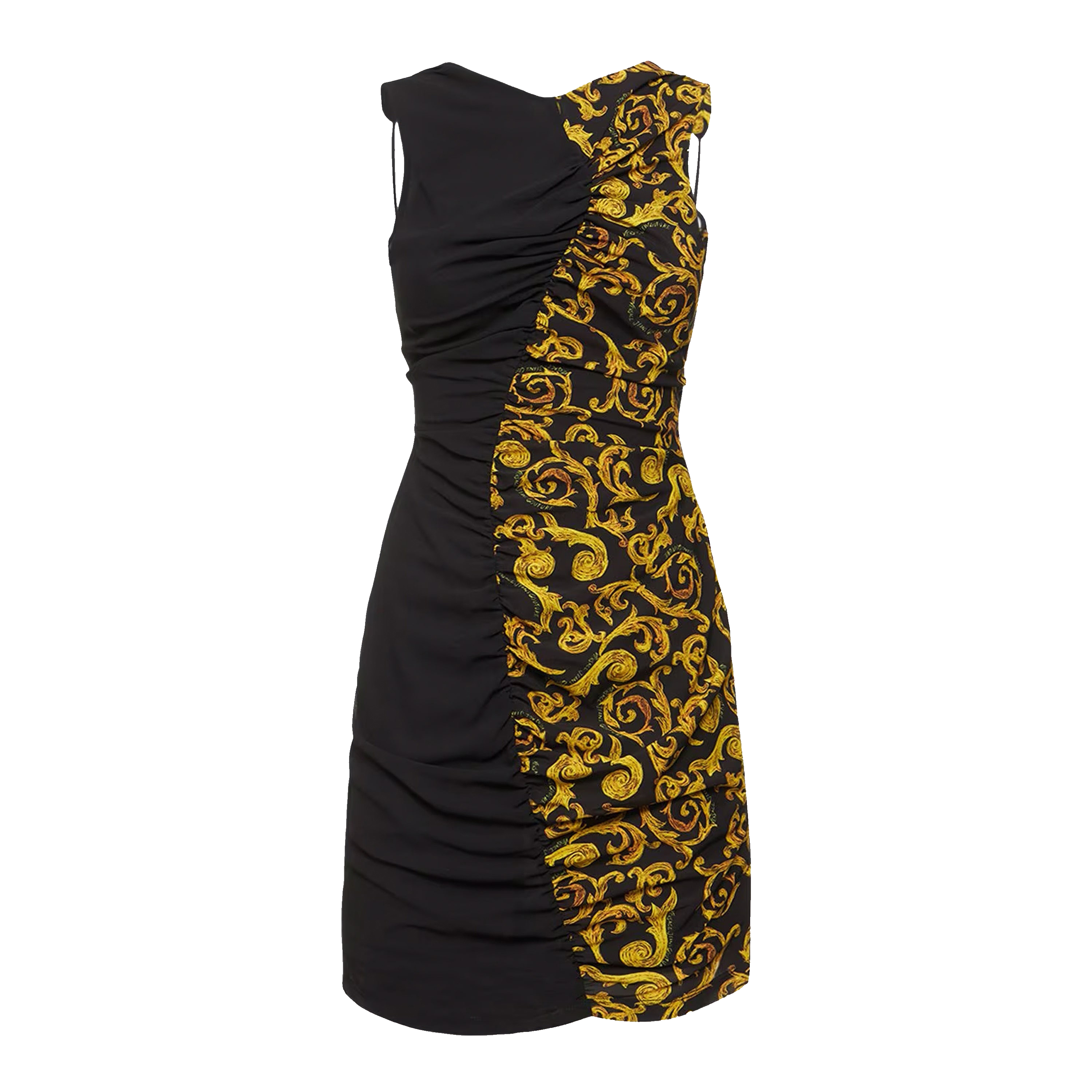 Vestido Negro Versace Couture Georgette Print Sketch Couture