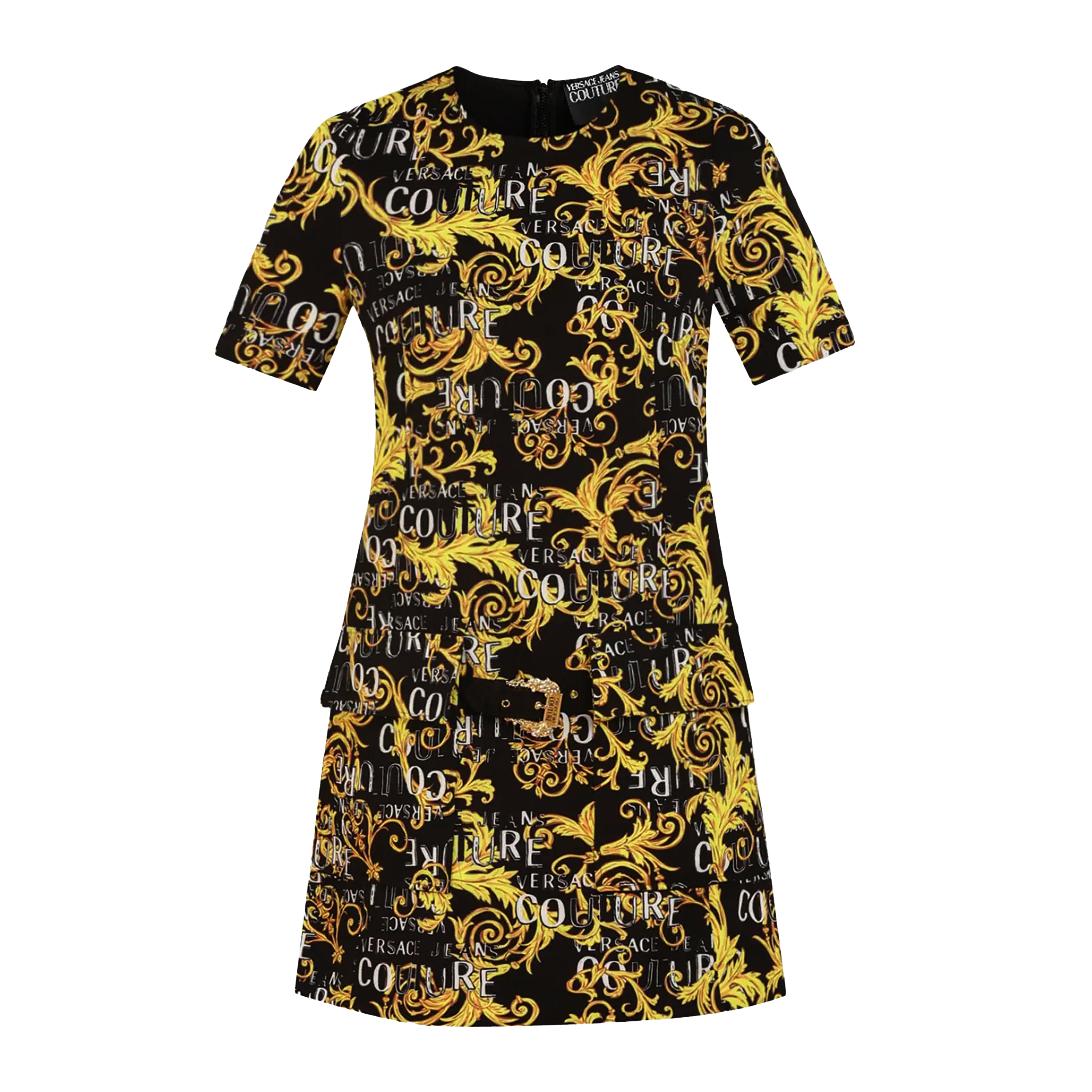 Vestido Negro Versace Couture Cady Bistretch Baroque Print