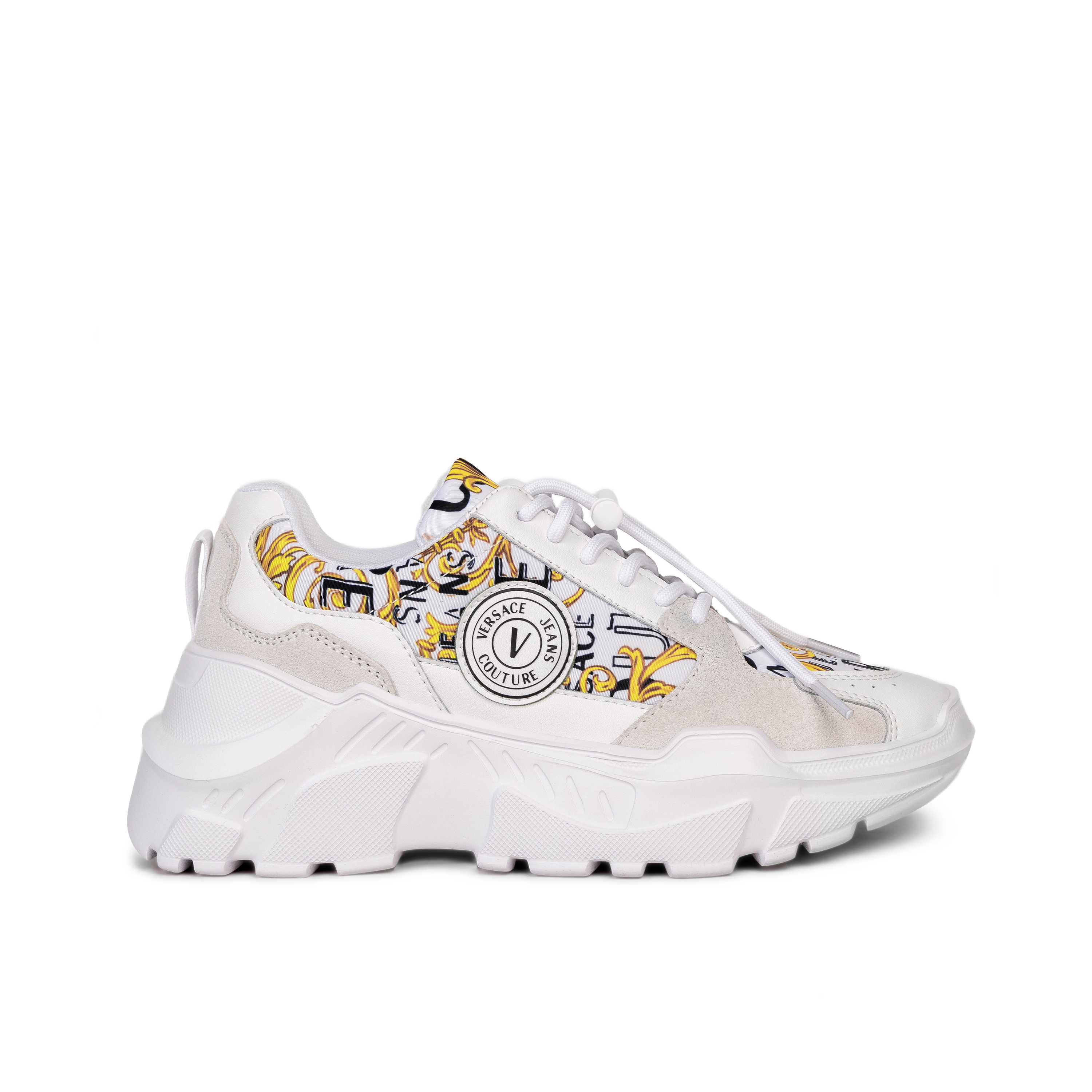 Sneakers Blanco Versace Couture Printed Nylon+Leather