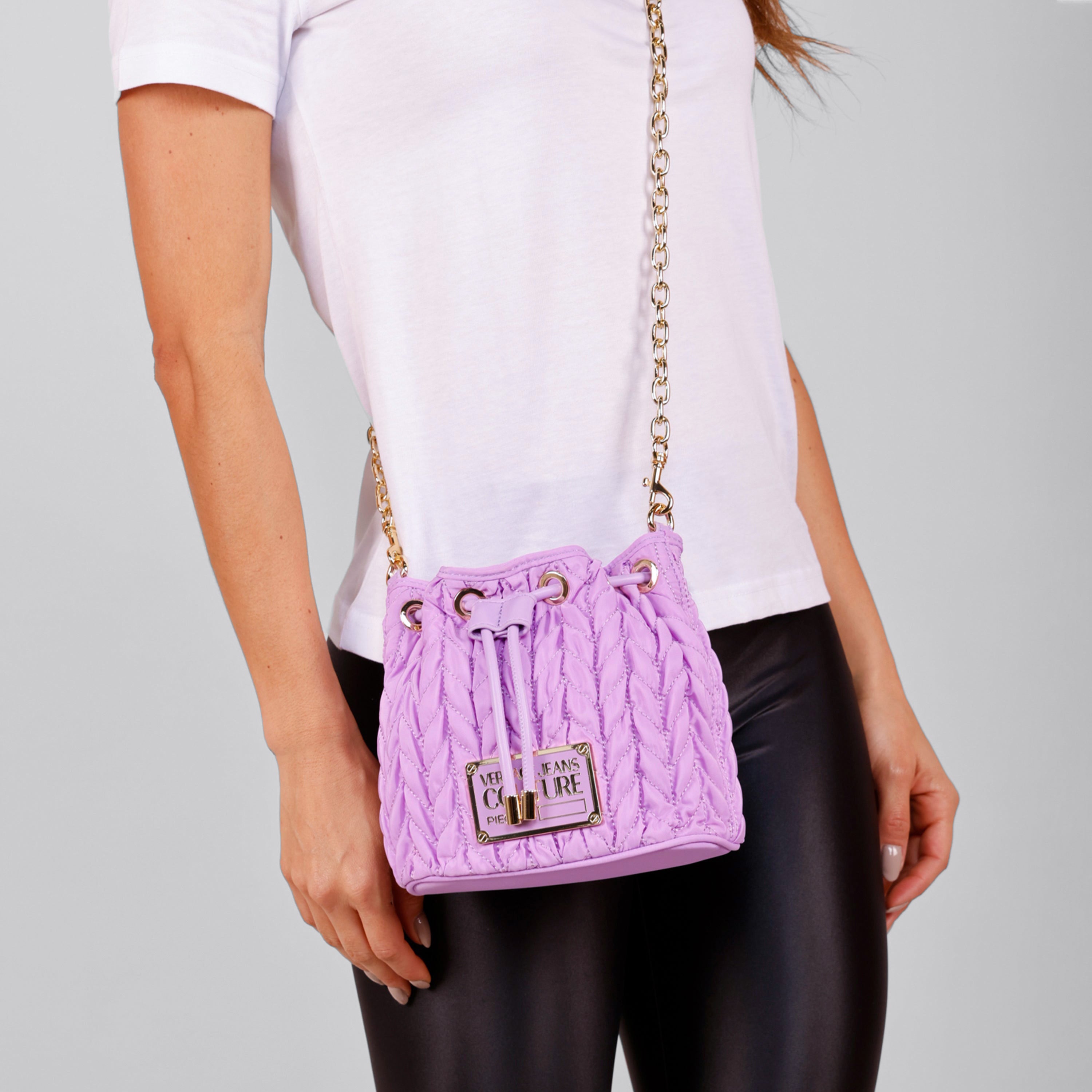Cartera Lila Versace Couture Heart Chain