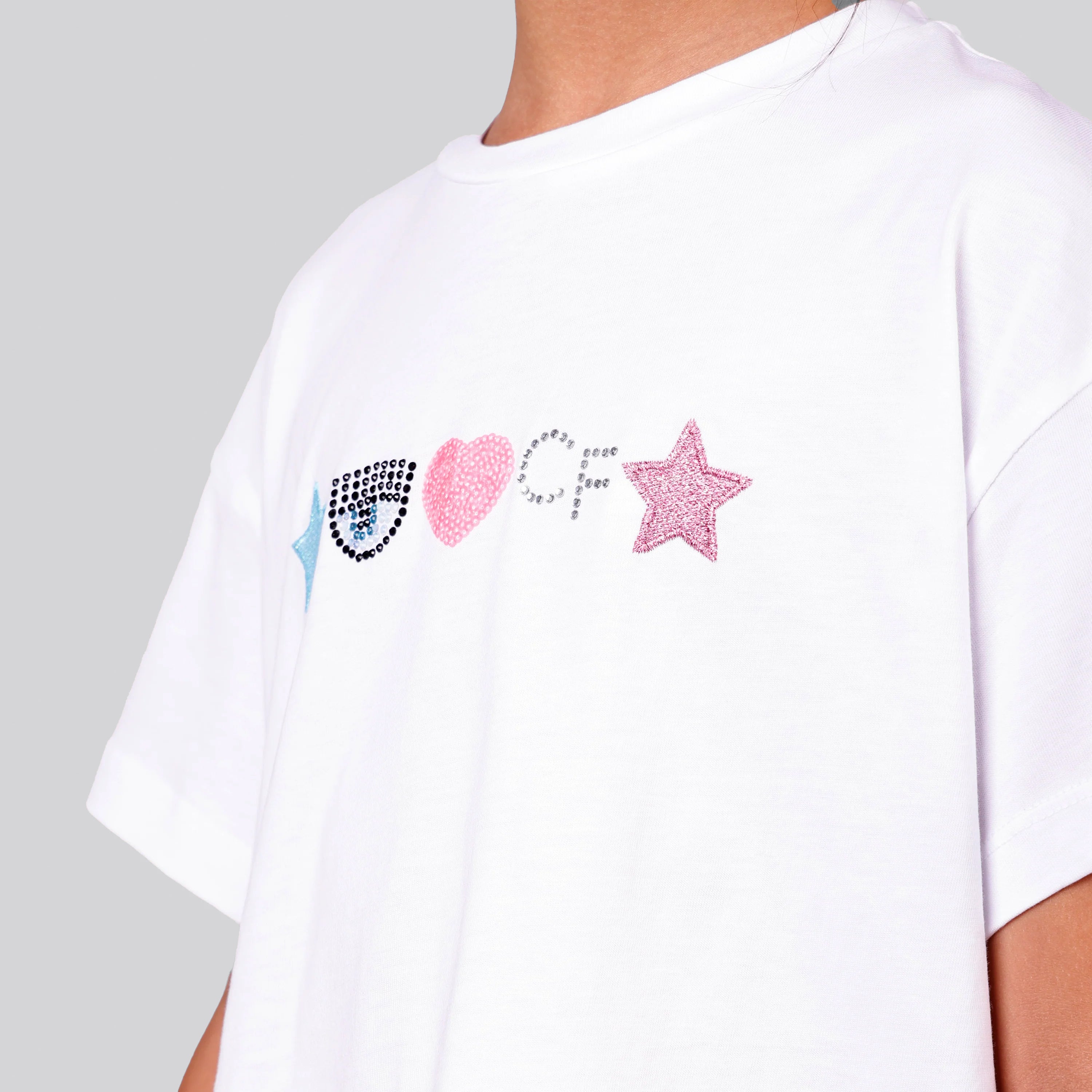 Camiseta Blanca Chiara Ferragni Stars Eye Heart