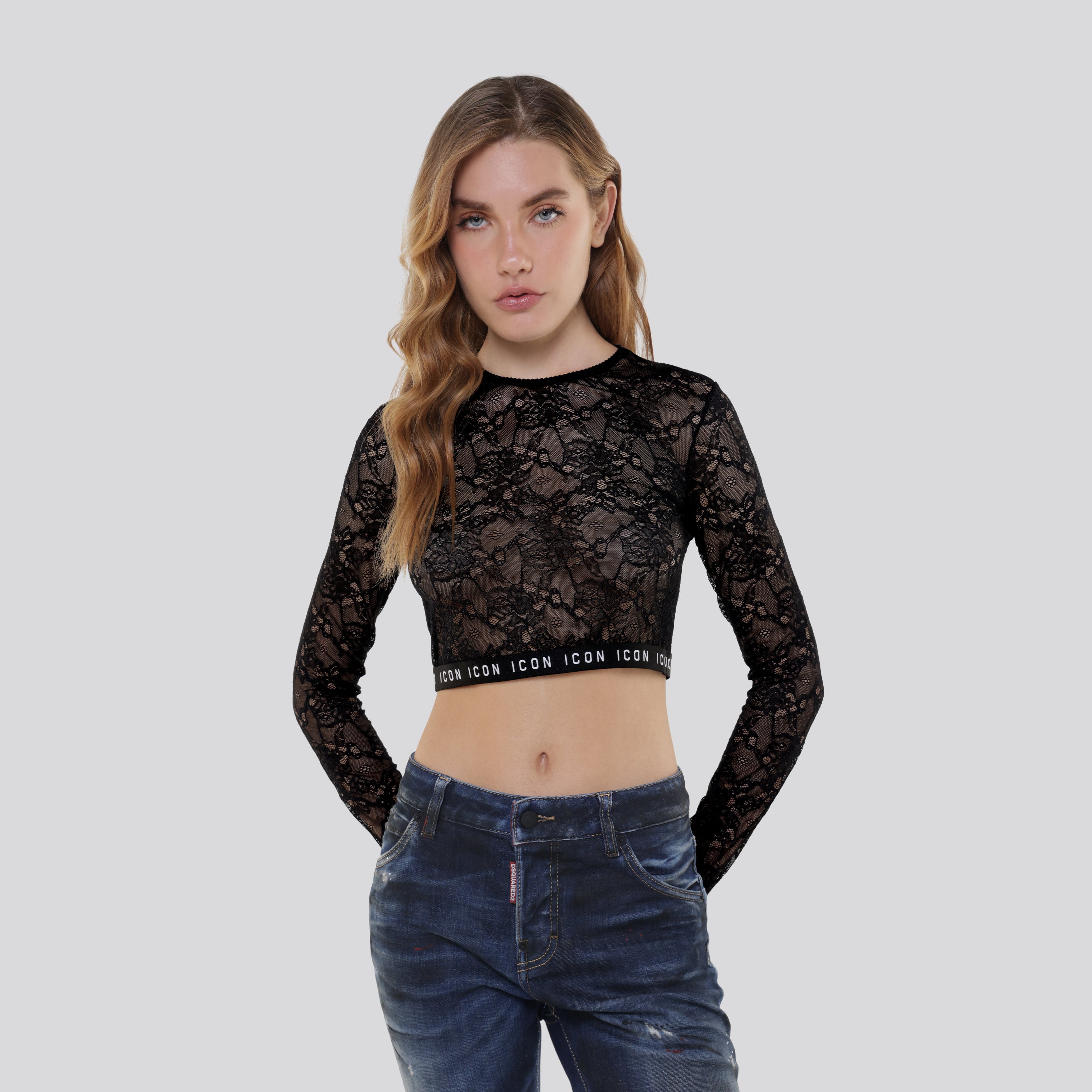 Top Negro Dsquared2 Monogram Cropped
