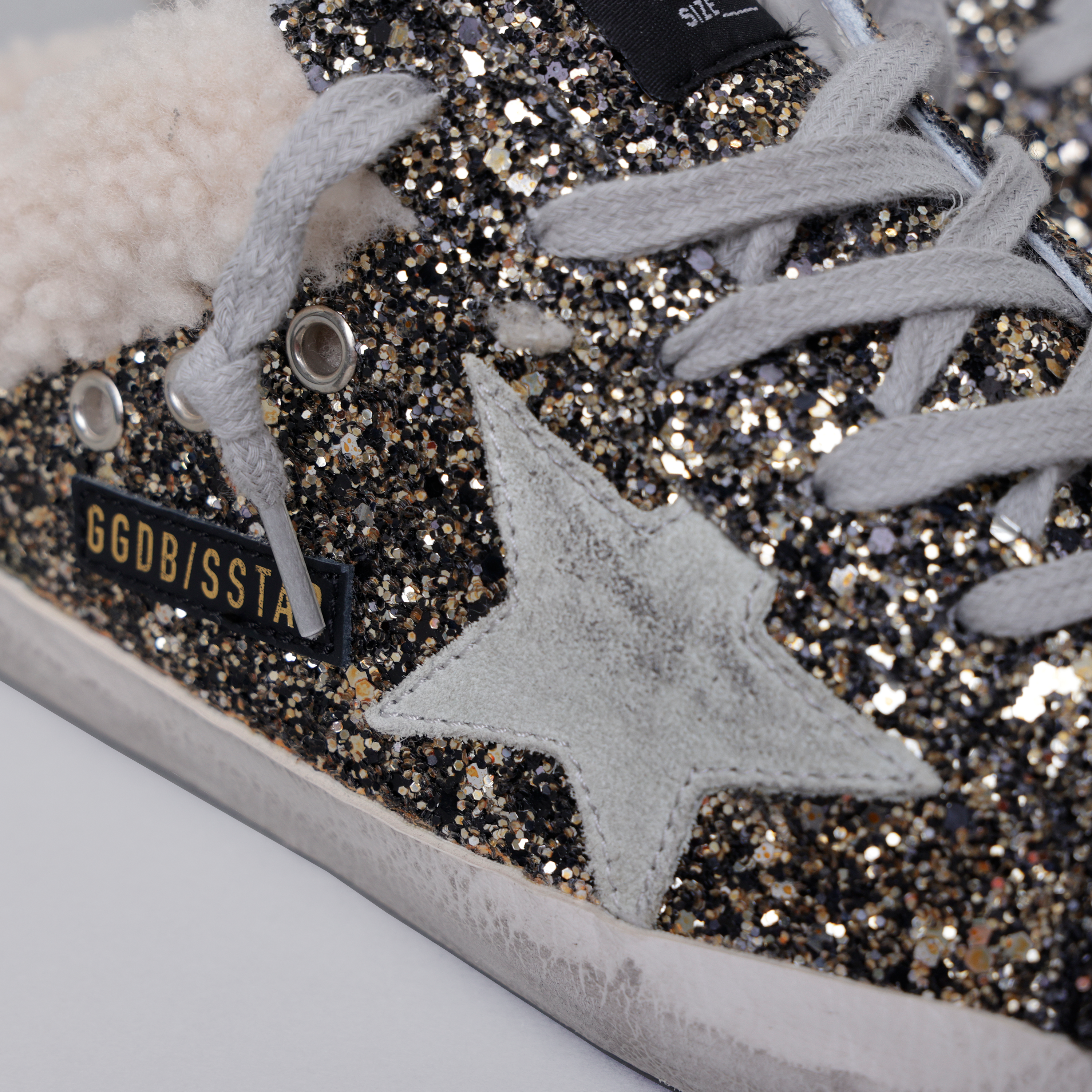 Sneaker Black Gold Golden Goose Super-Star Sabot Glitter